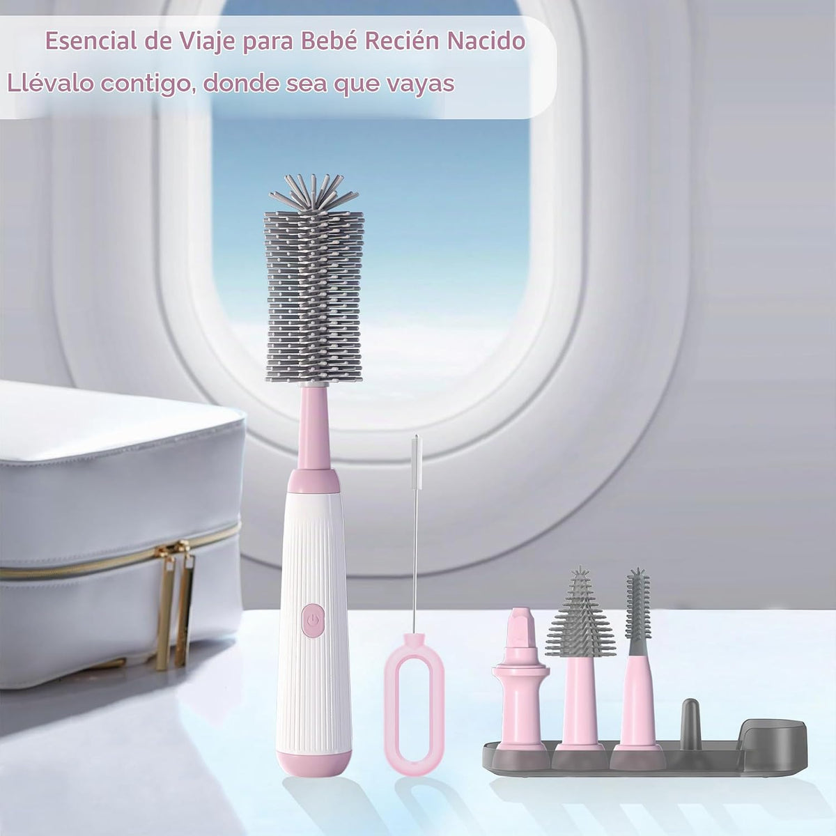 Limpiador eléctrico de cepillos para biberones con mango extendido...
