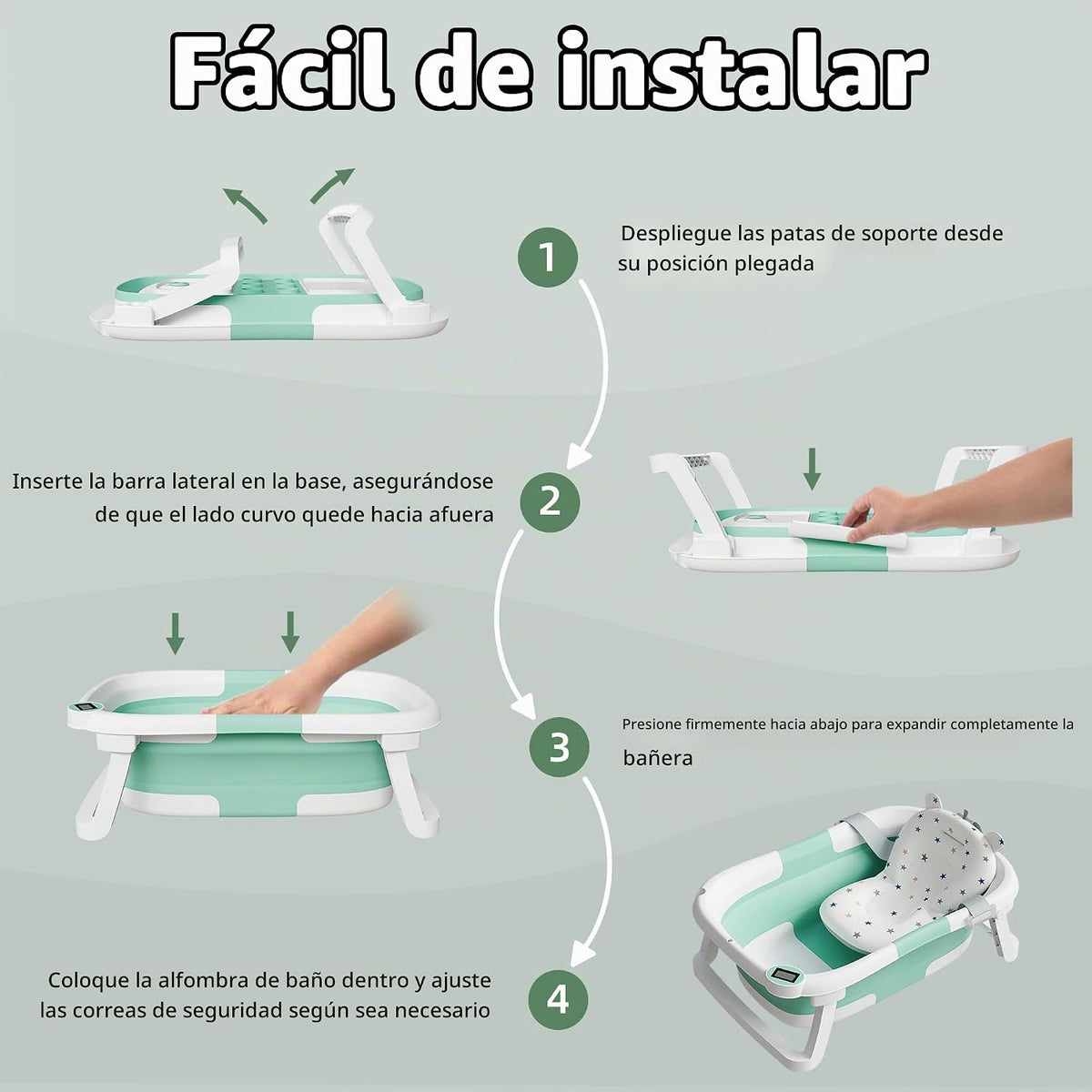 iBabyMax Bañera plegable para recién nacidos a niños pequeños, bañe...