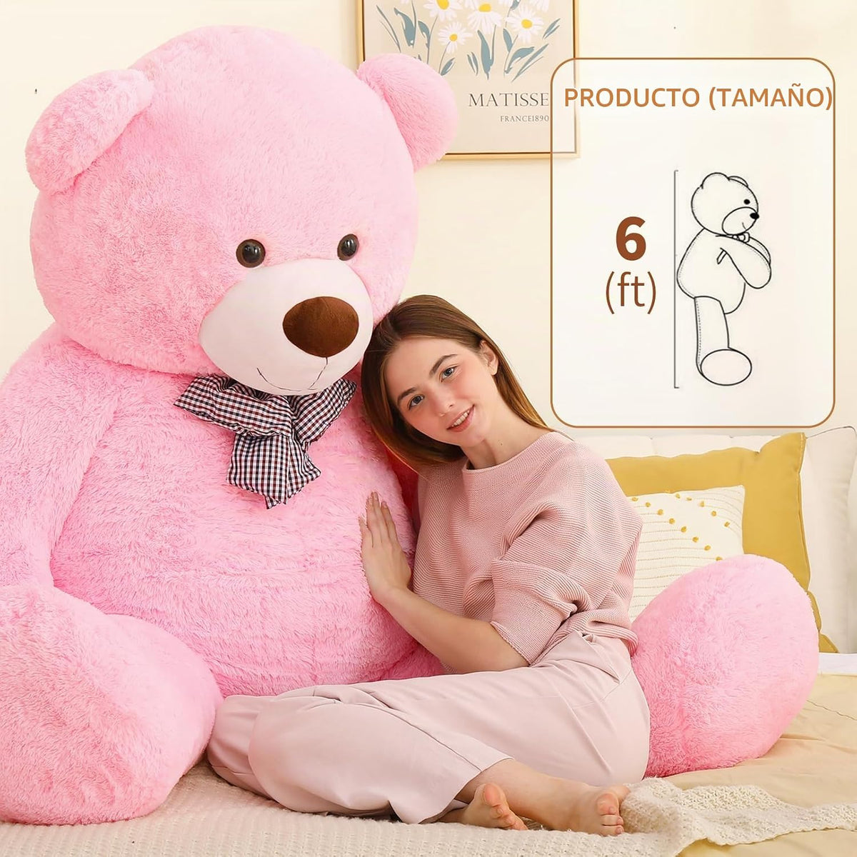 MaoGoLan - Oso de peluche gigante rosa de 6 pies de altura, tamaño...