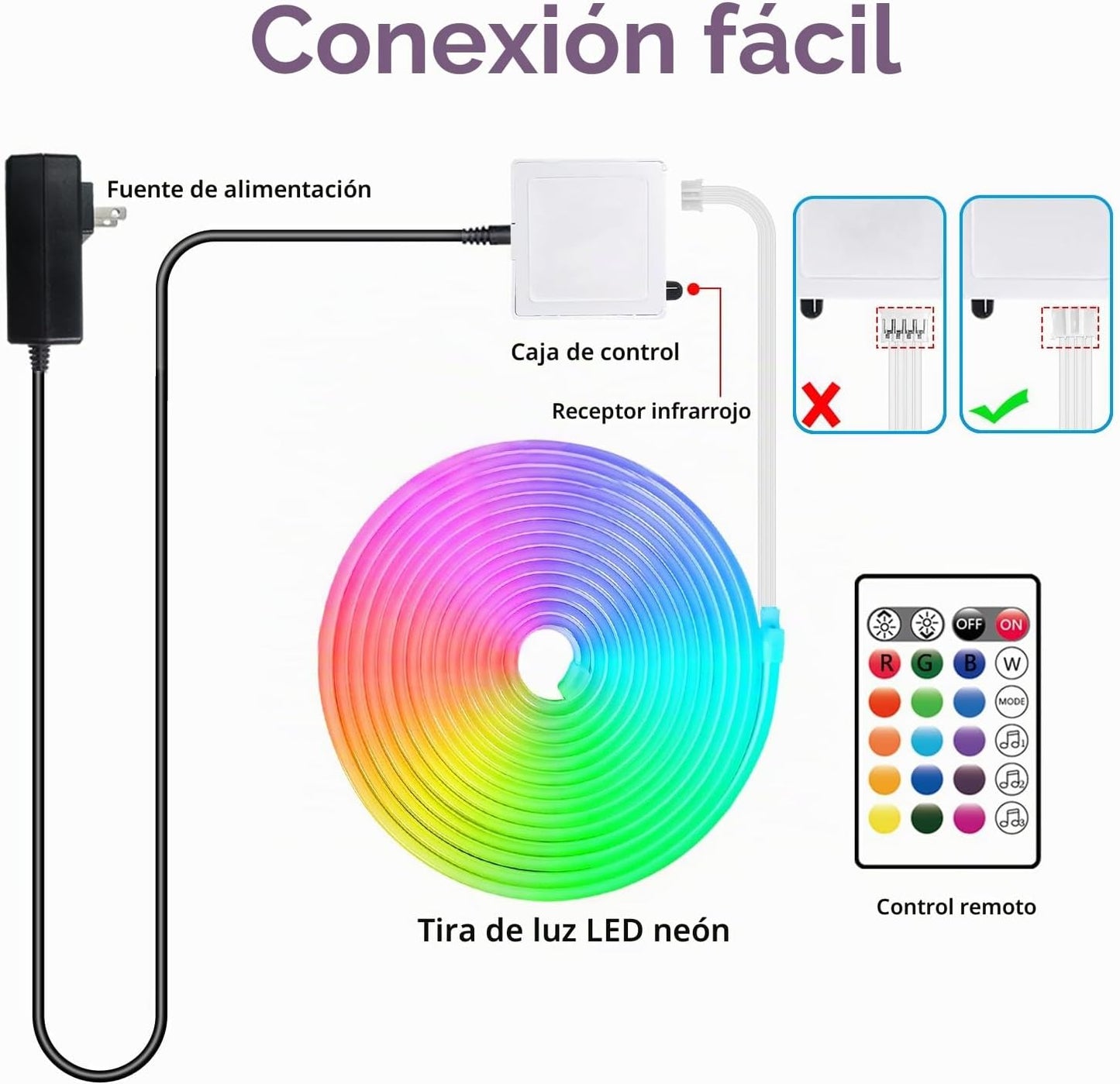 segrass Cuerda de luz de neón de 16.4 pies, cuerda de luces LED fle...