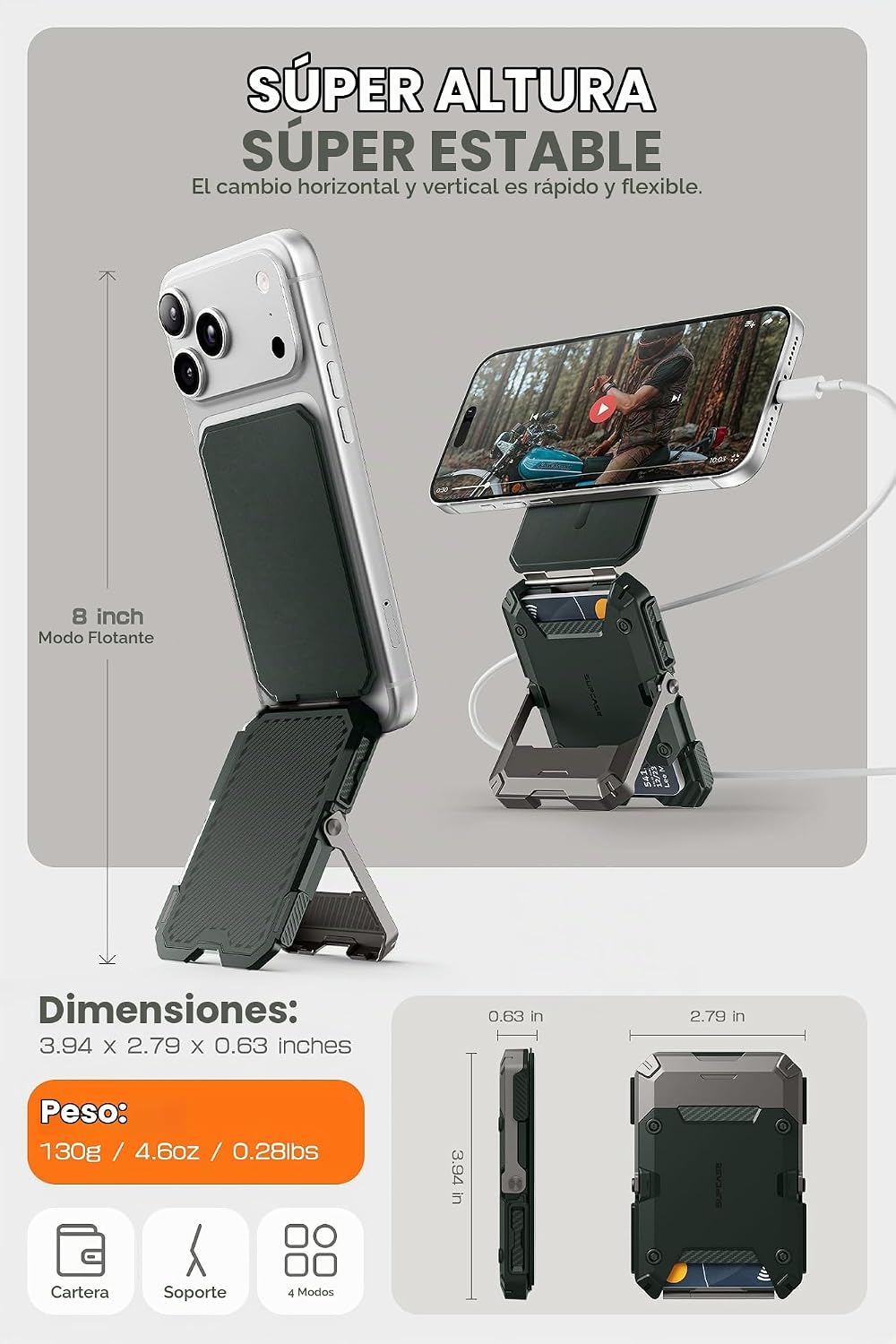 SUPCASE para Portafolio MagSafe con Soporte, Portafolio Magnético p...