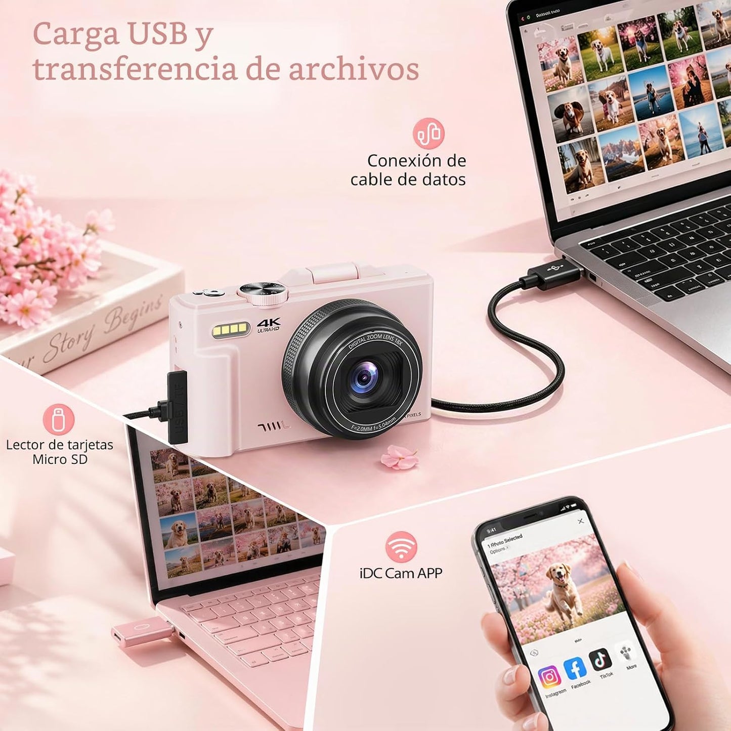 Cámara digital 4K para fotografía, cámara de vlogging de 64MP para...