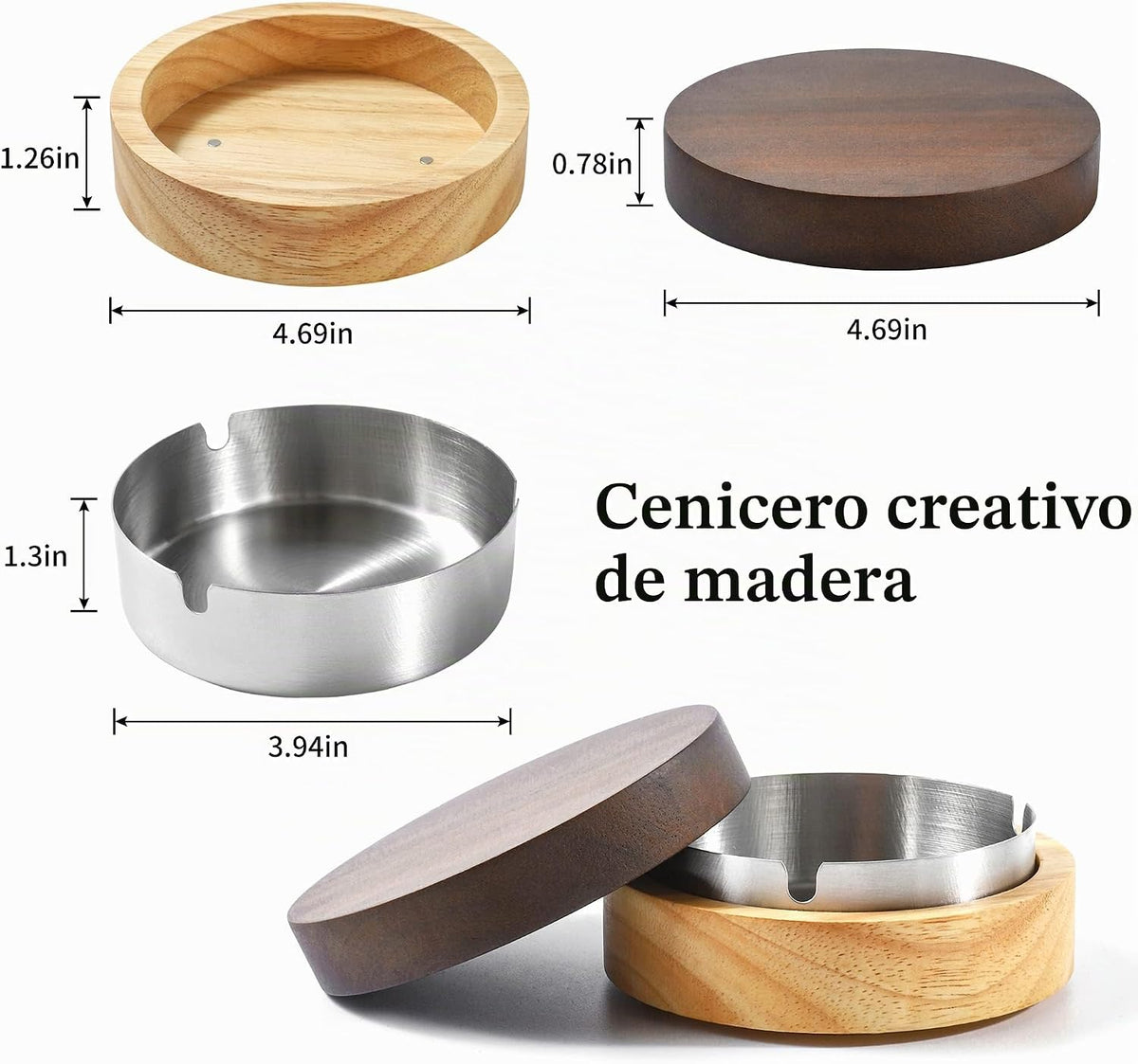 DDAJJAJ Lindos ceniceros para cigarrillos, bandeja de cenizas sin h...
