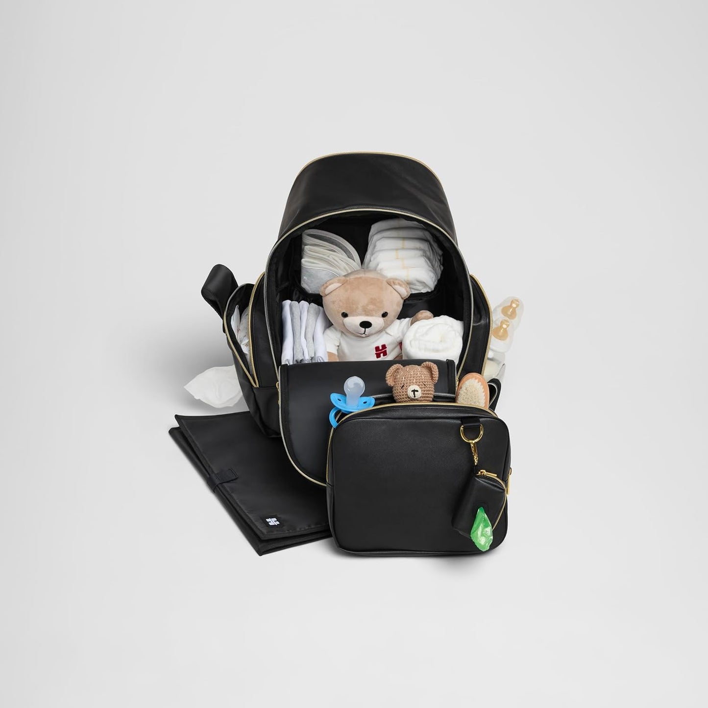 HUGGIES Mochila para pañales unisex para adultos, cuero negro, tall...