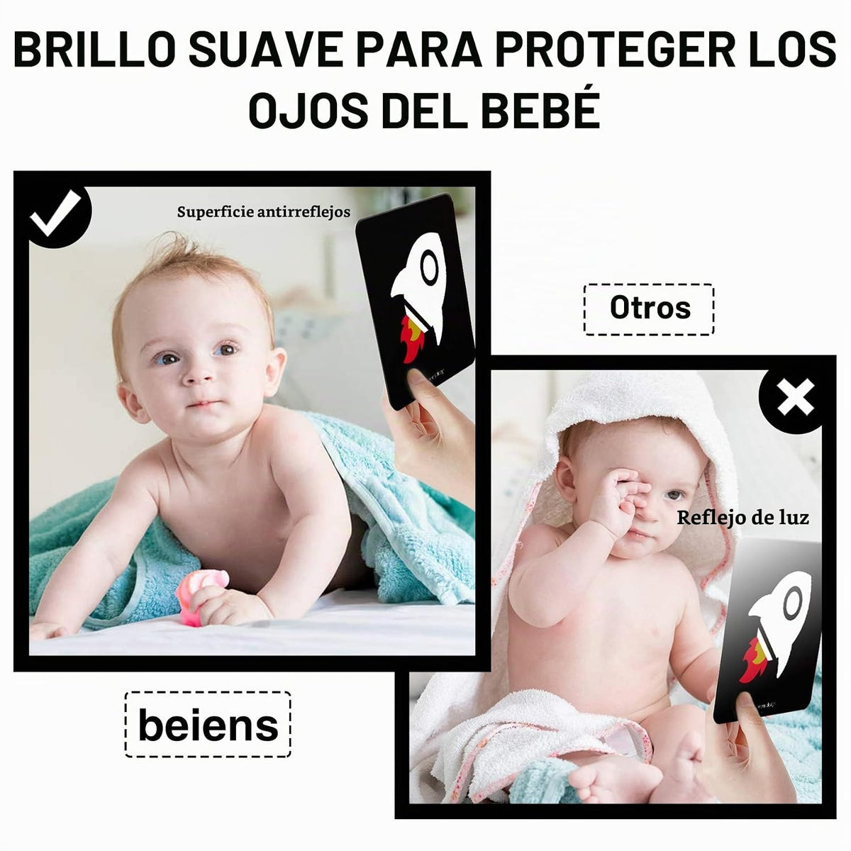 beiens Tarjetas didácticas para bebés de alto contraste, color blan...