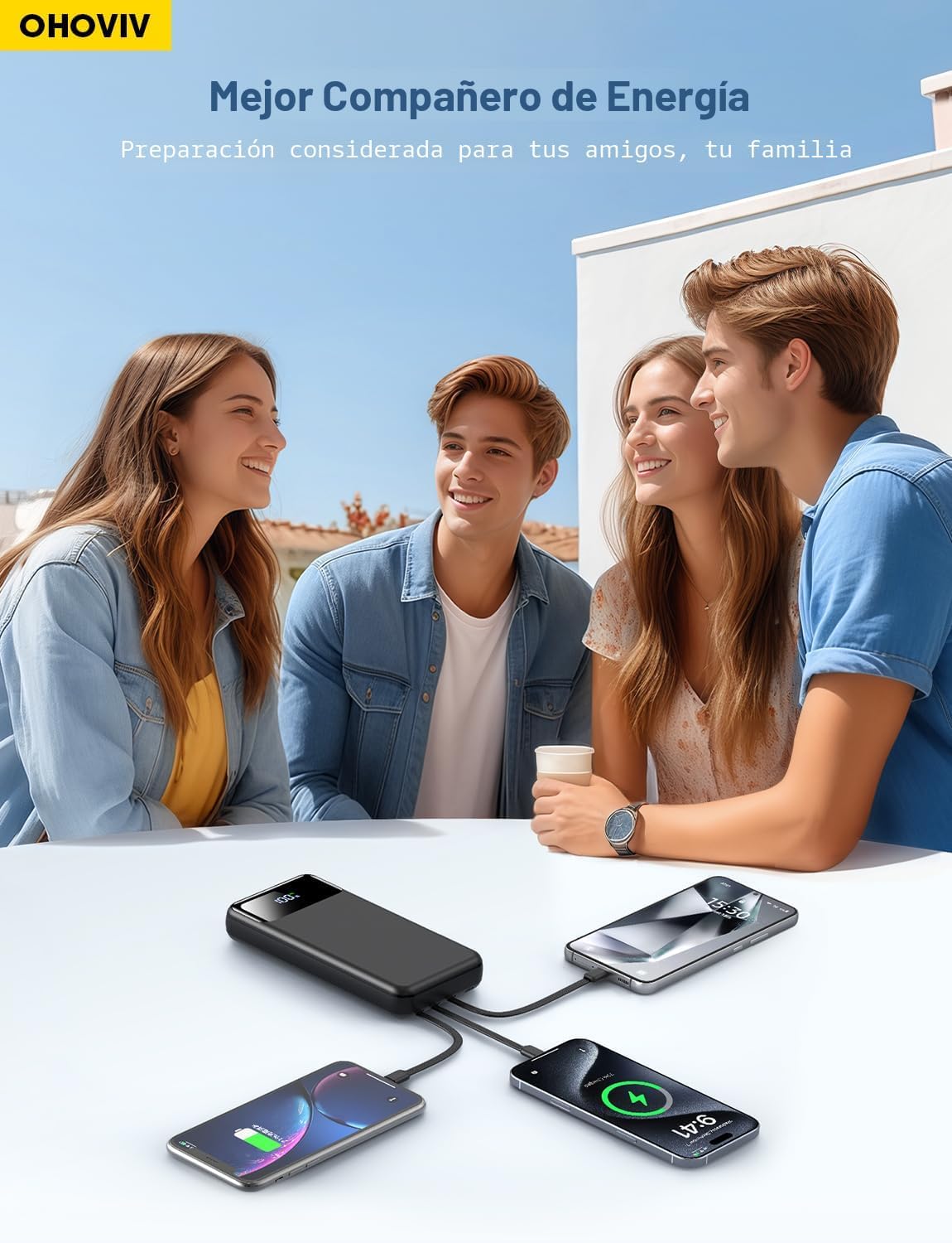 OHOVIV Cargador portátil Power Bank 50000mAh, 4 cables incorporados...
