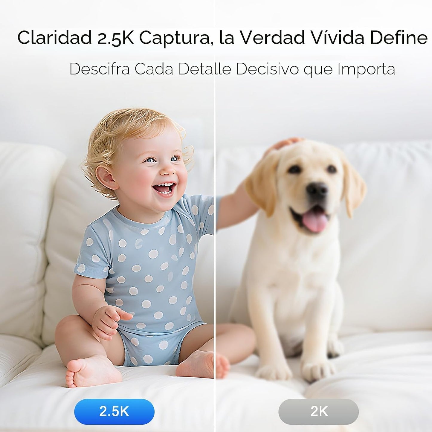 CINMOORE Cámara de seguridad interior de 2.5 K, 4 unidades, detecci...