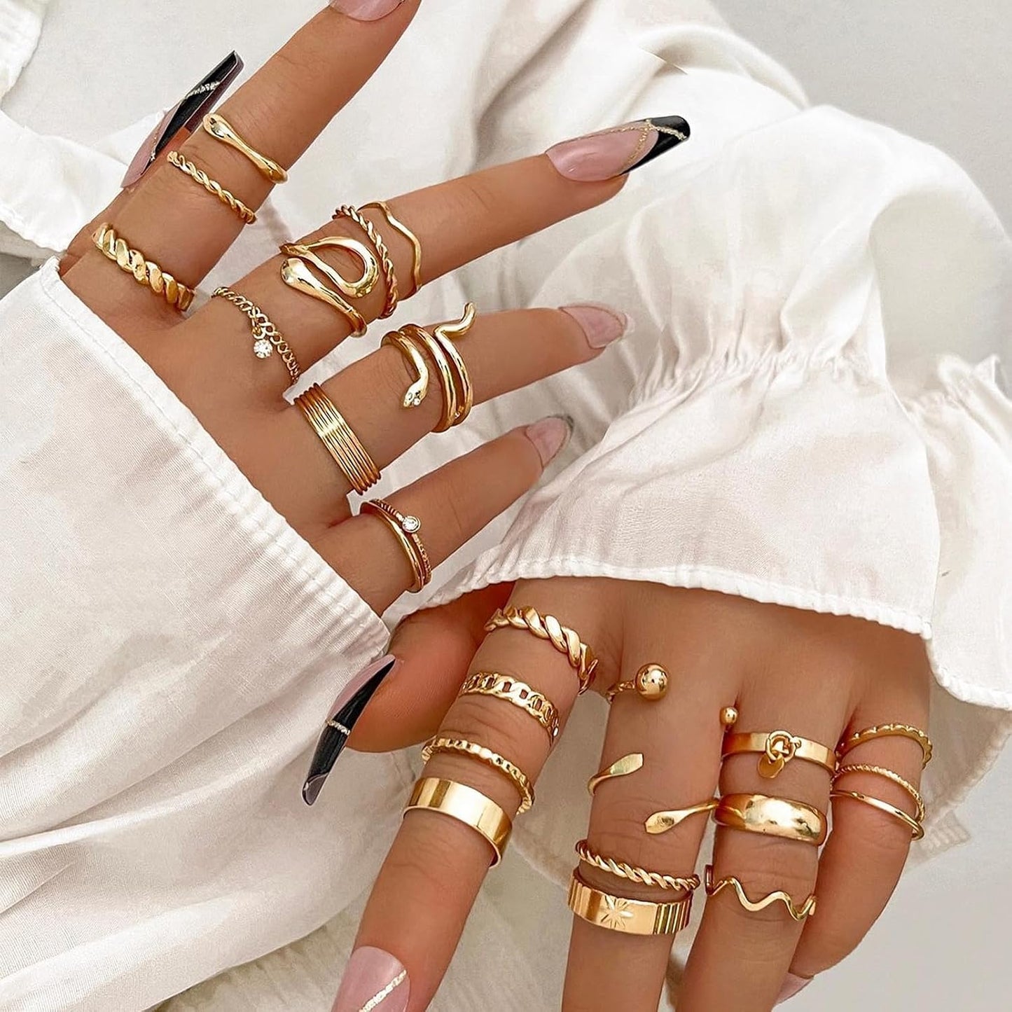 YEEZII Juego de 68 anillos para nudillos, dorados, para mujeres, ap...