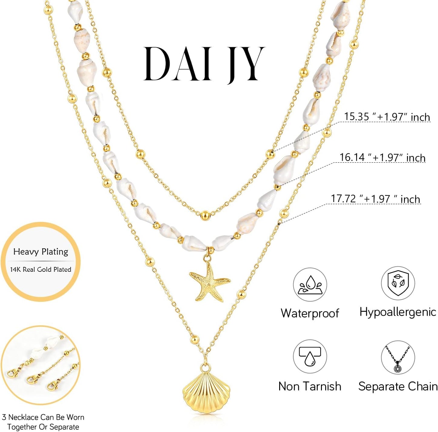 Collar de estrella de mar de playa de verano en capas para mujer, n...