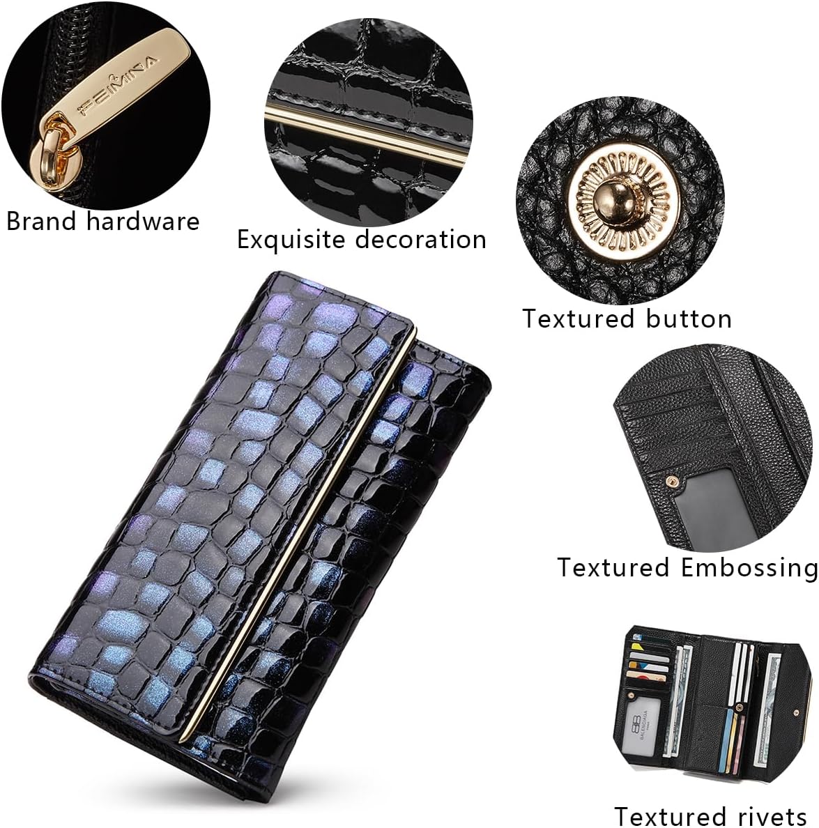 FEIMINA Billetera para mujer, de gran capacidad, con bloqueo RFID,...