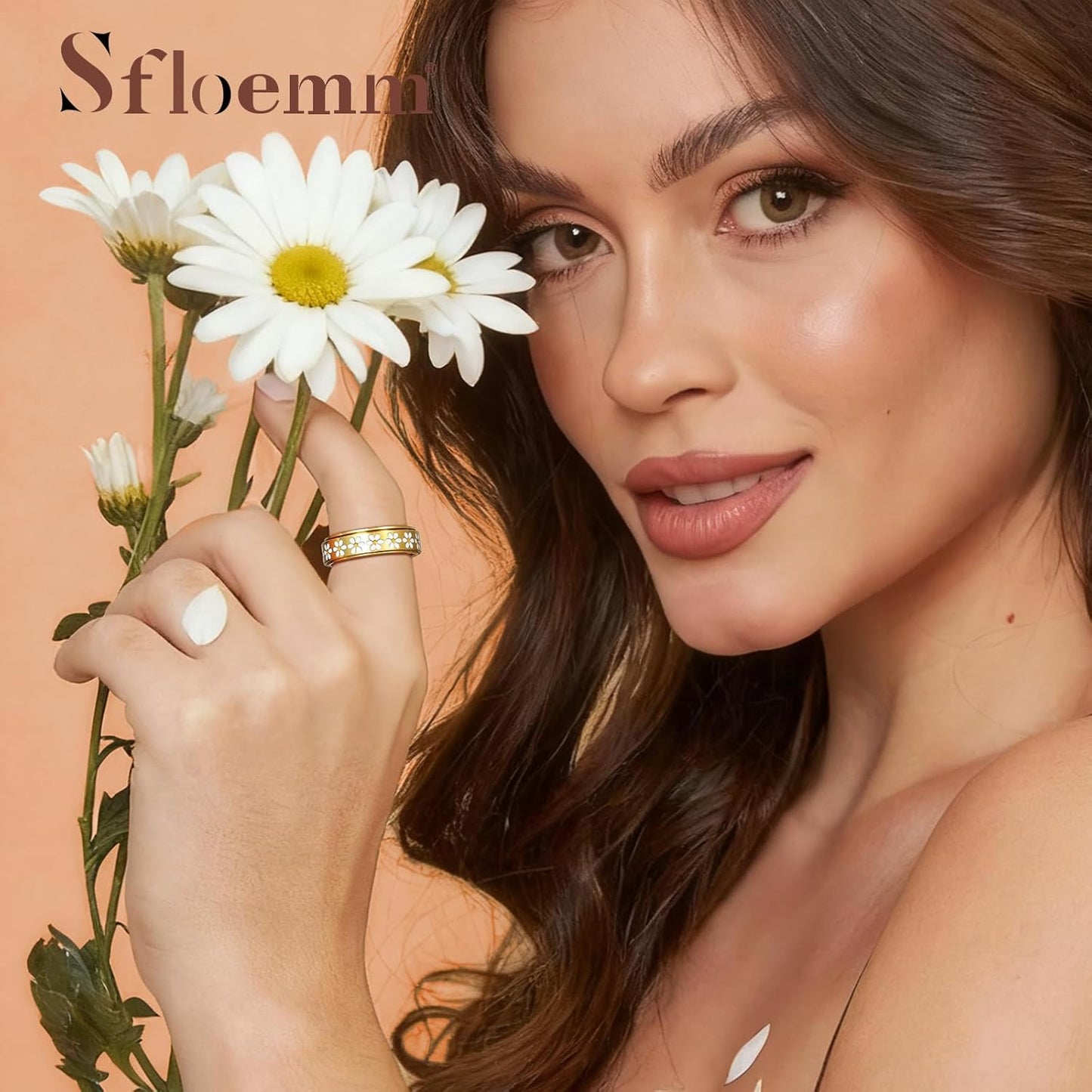 Sfloemm Anillo Daisy Fidget para Alivio de la Ansiedad - Banda Gira...