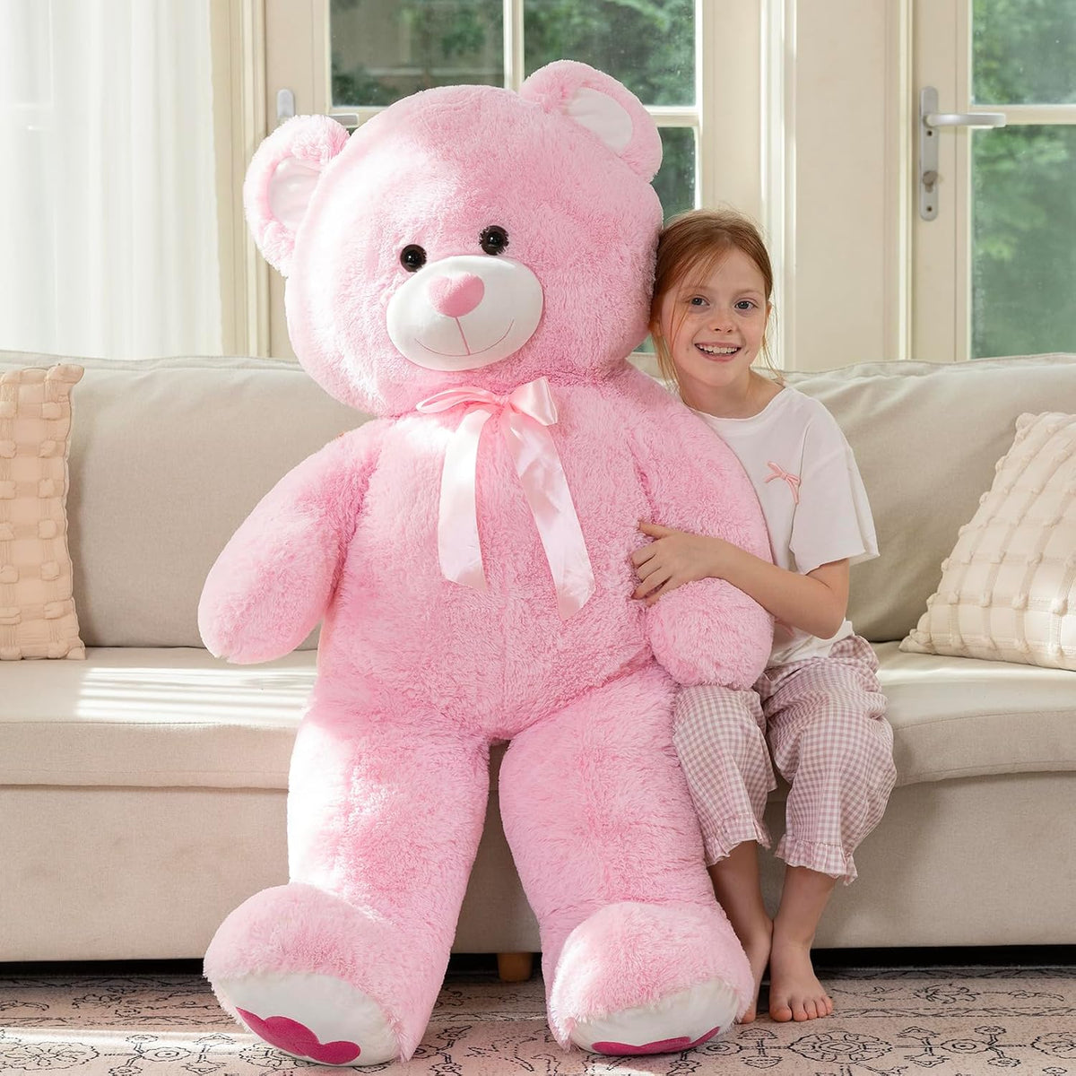 MaoGoLan Oso de peluche gigante rosa de 47 pulgadas, animal de pelu...