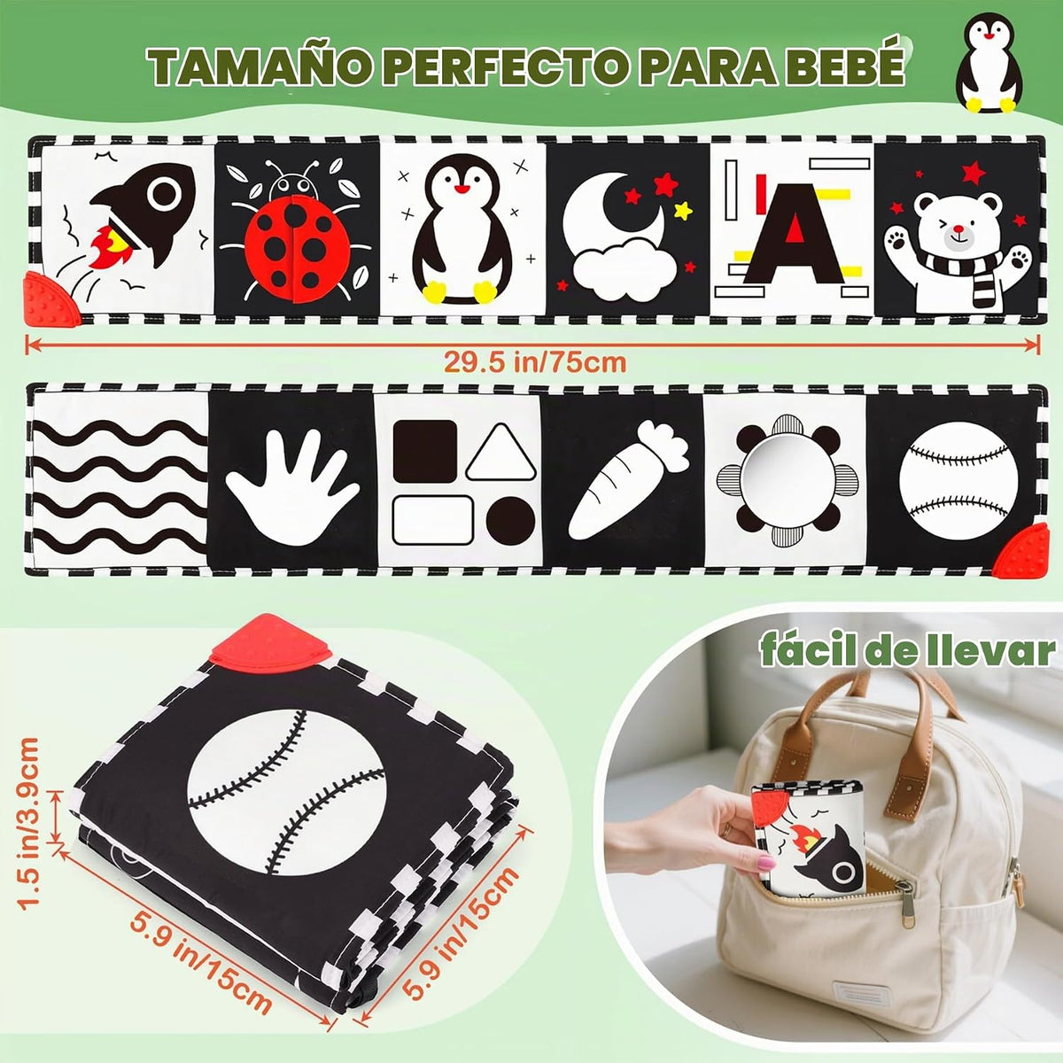 BBWOO Juguetes de Alto Contraste para Bebés Recién Nacidos, Juguete...