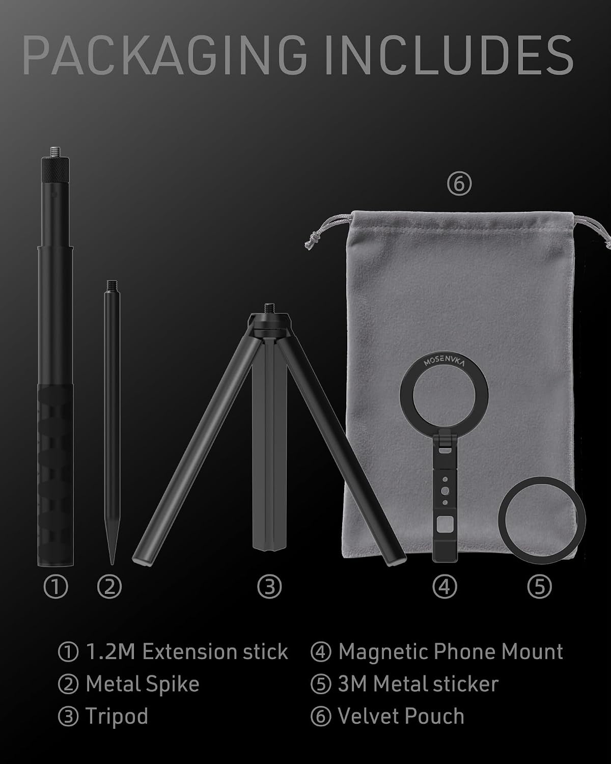 MOSENVKA Trípode de golf y monopié magnético para teléfono, trípode...