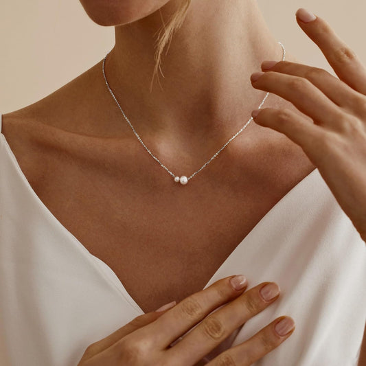 Treasure Bender Collares de perlas de oro para mujer, collar delica...