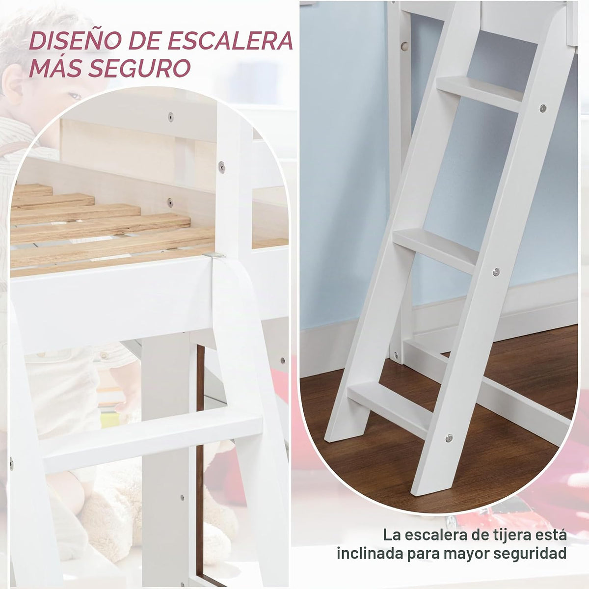 Spirich - Cama cucheta de madera individual sobre individual con to...