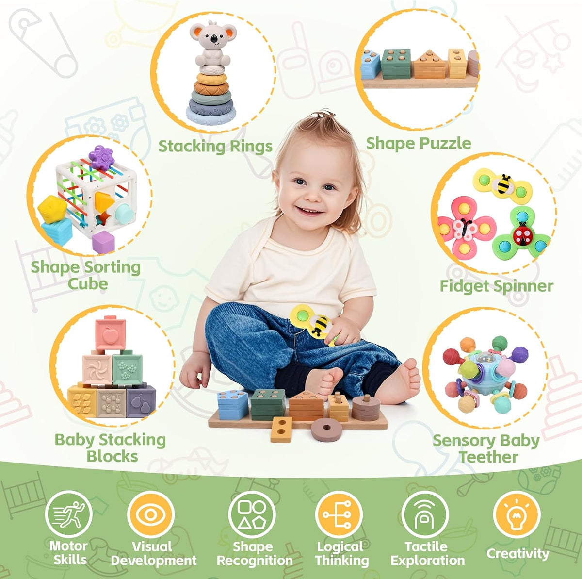 YHHYTOY Juguetes Montessori 6 en 1 para bebés de 0-6 6-12 meses, ju...