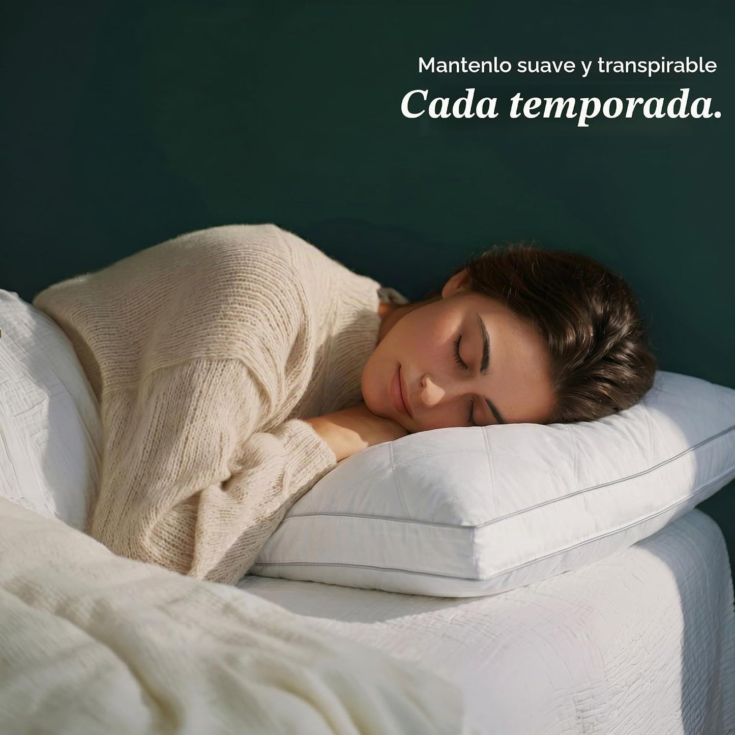 puredown® - Juego de 2 almohadas con plumón y plumas de ganso con r...
