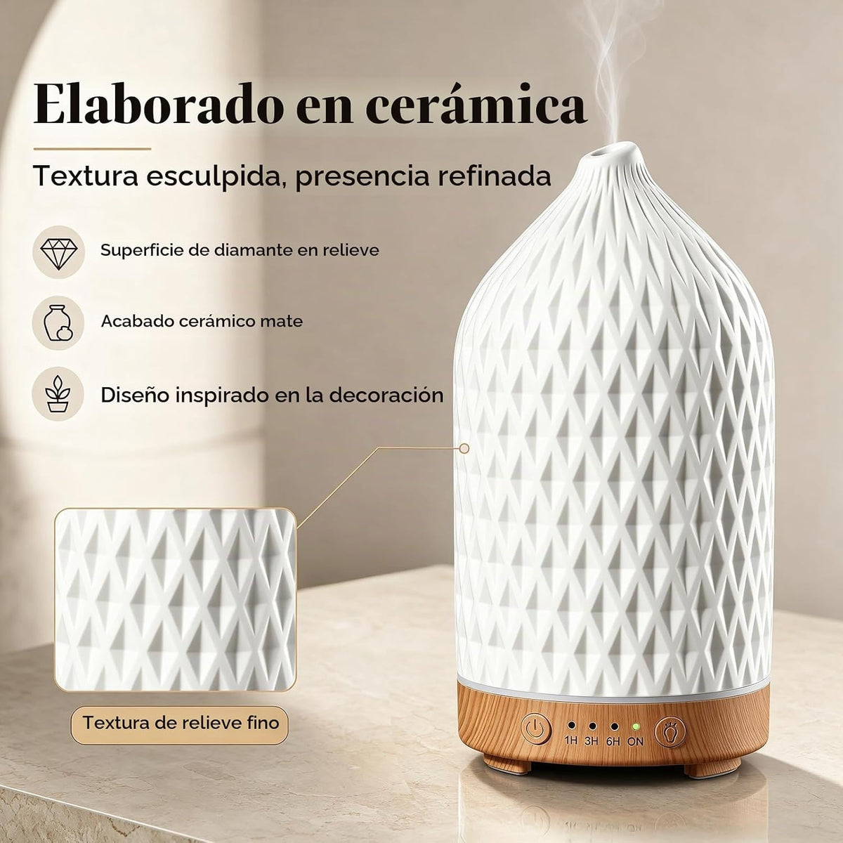 Gooamp Difusor de aceite esencial de cerámica 200ML para el hogar,...