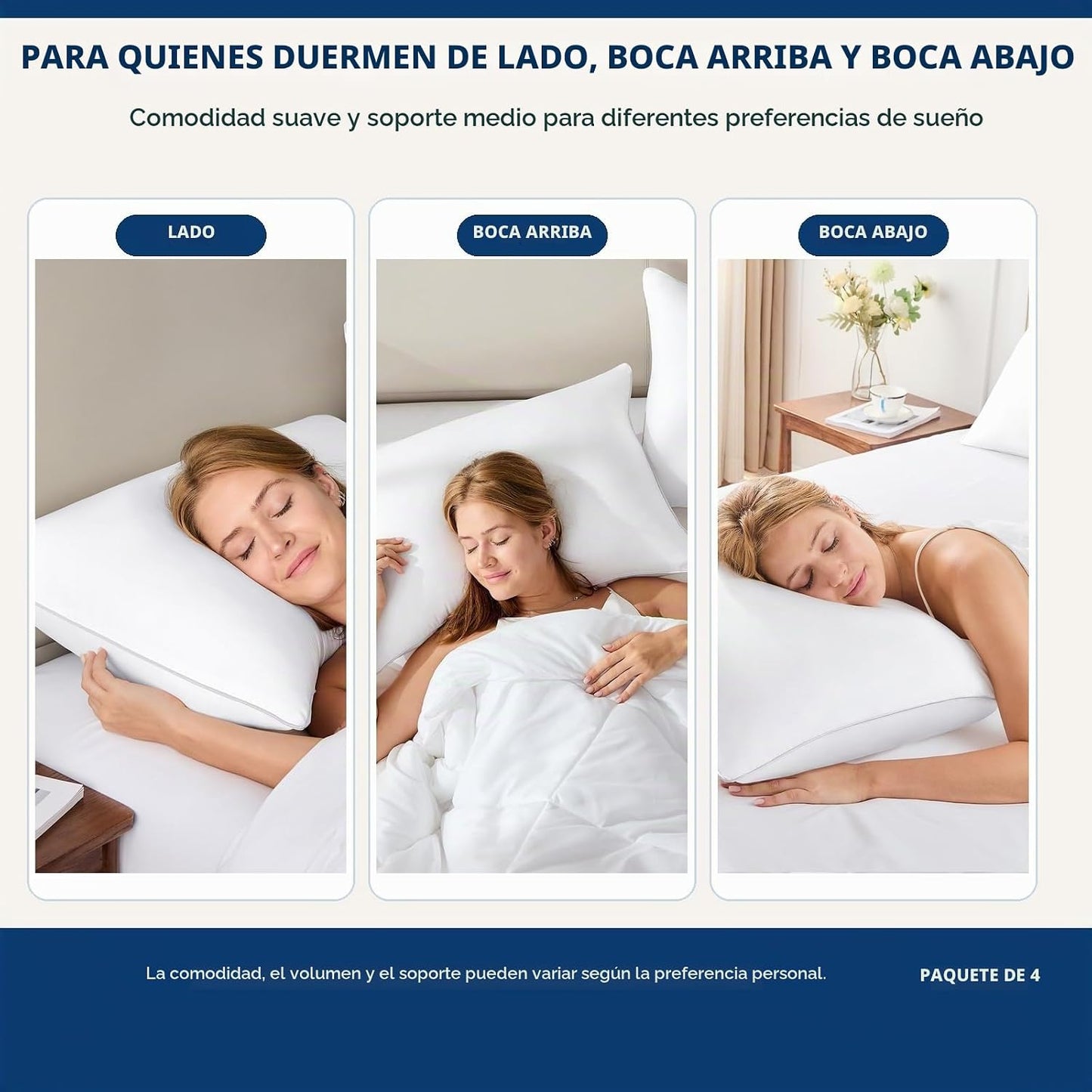 CozyLux Almohadas Tamaño Estándar Juego de 4, Almohadas de Cama de...