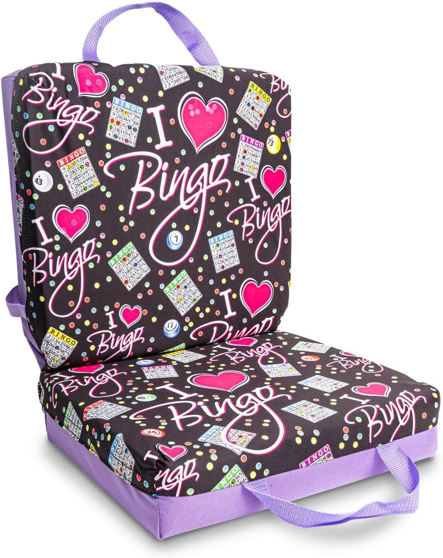 I Love Bingo - Cojín de asiento con patrón de bingo, almohada extra...