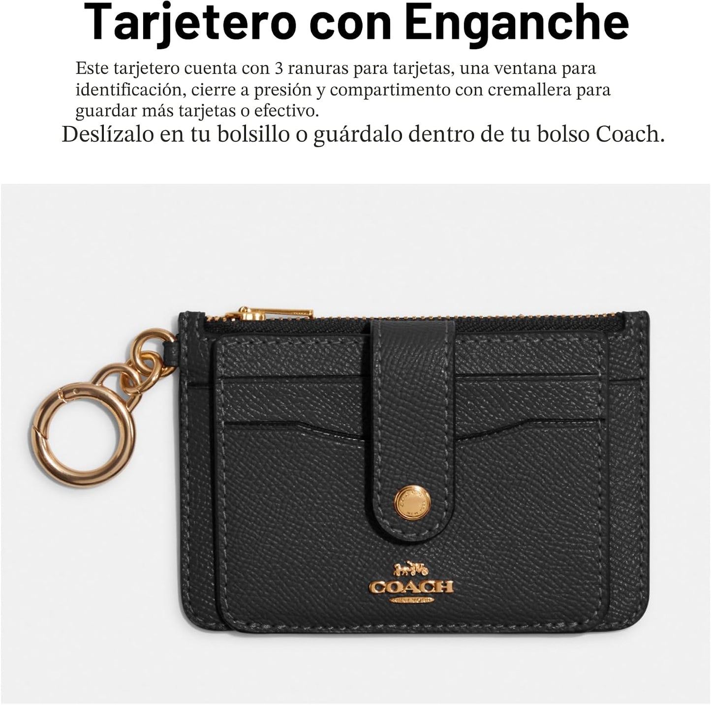 Cartera de mujer Coach de piel crossgrain con tarjetero
