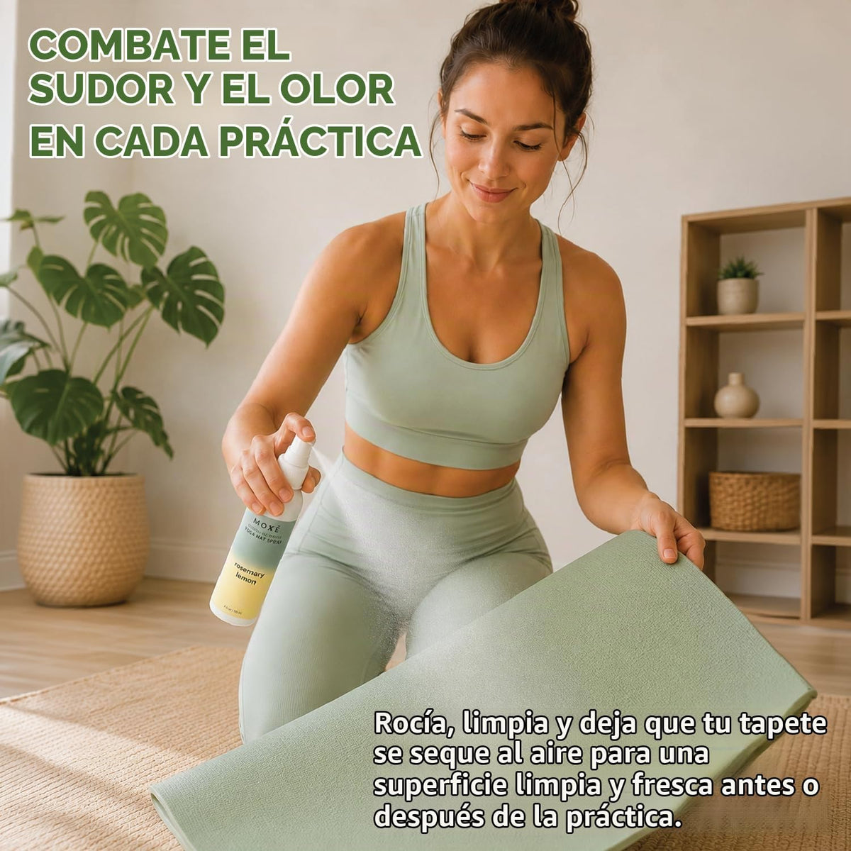 MOXE Limpiador de esterillas de yoga, certificado Green America, ac...