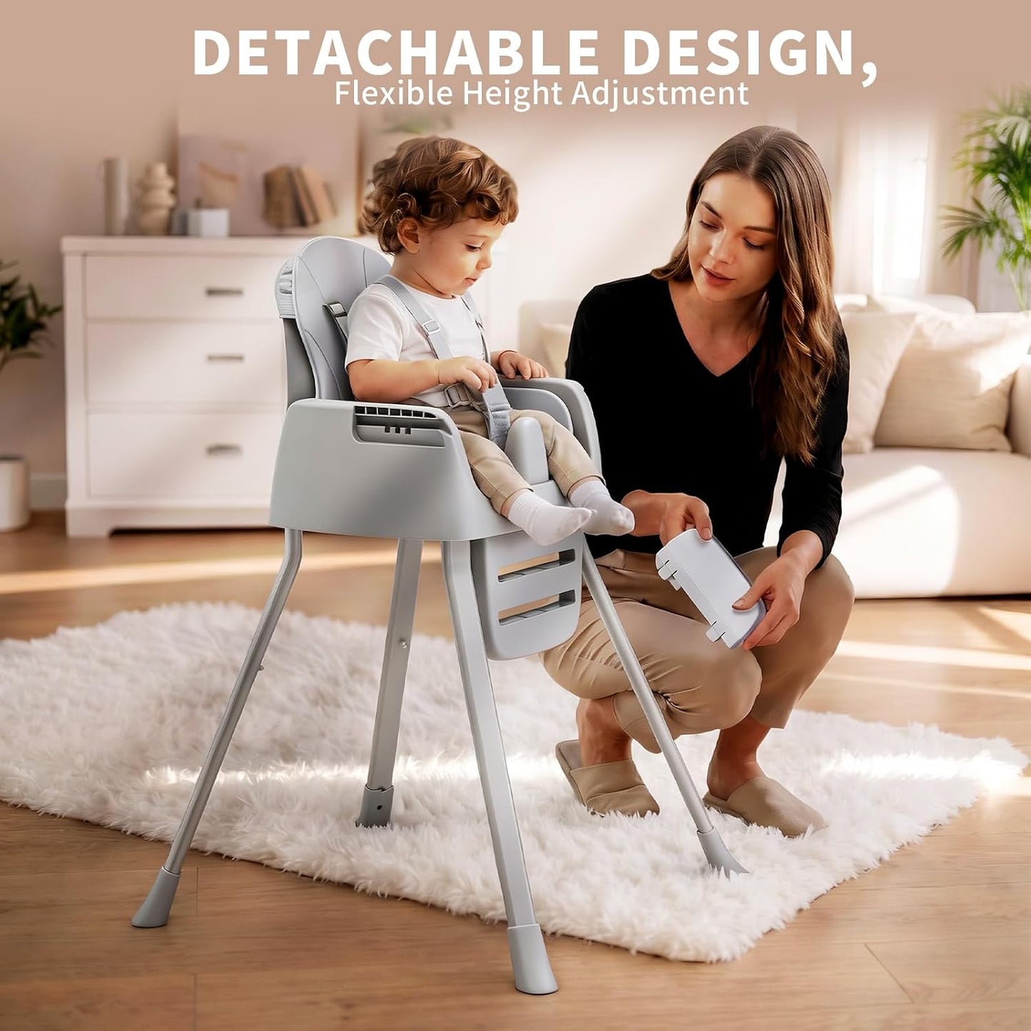 Silla Alta Portátil para Bebés de Meses, Infantes y Niños Pequeños...