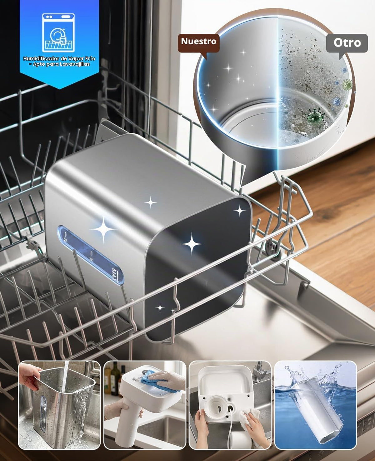 Humidificador de acero inoxidable de 4.6L\/1.2Gal para el dormitori...