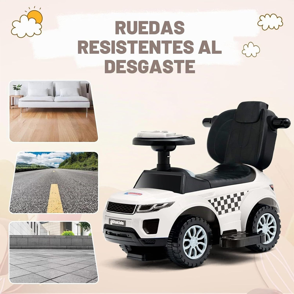 OLAKIDS Coche de empuje 4 en 1, cochecito para niños pequeños, jugu...