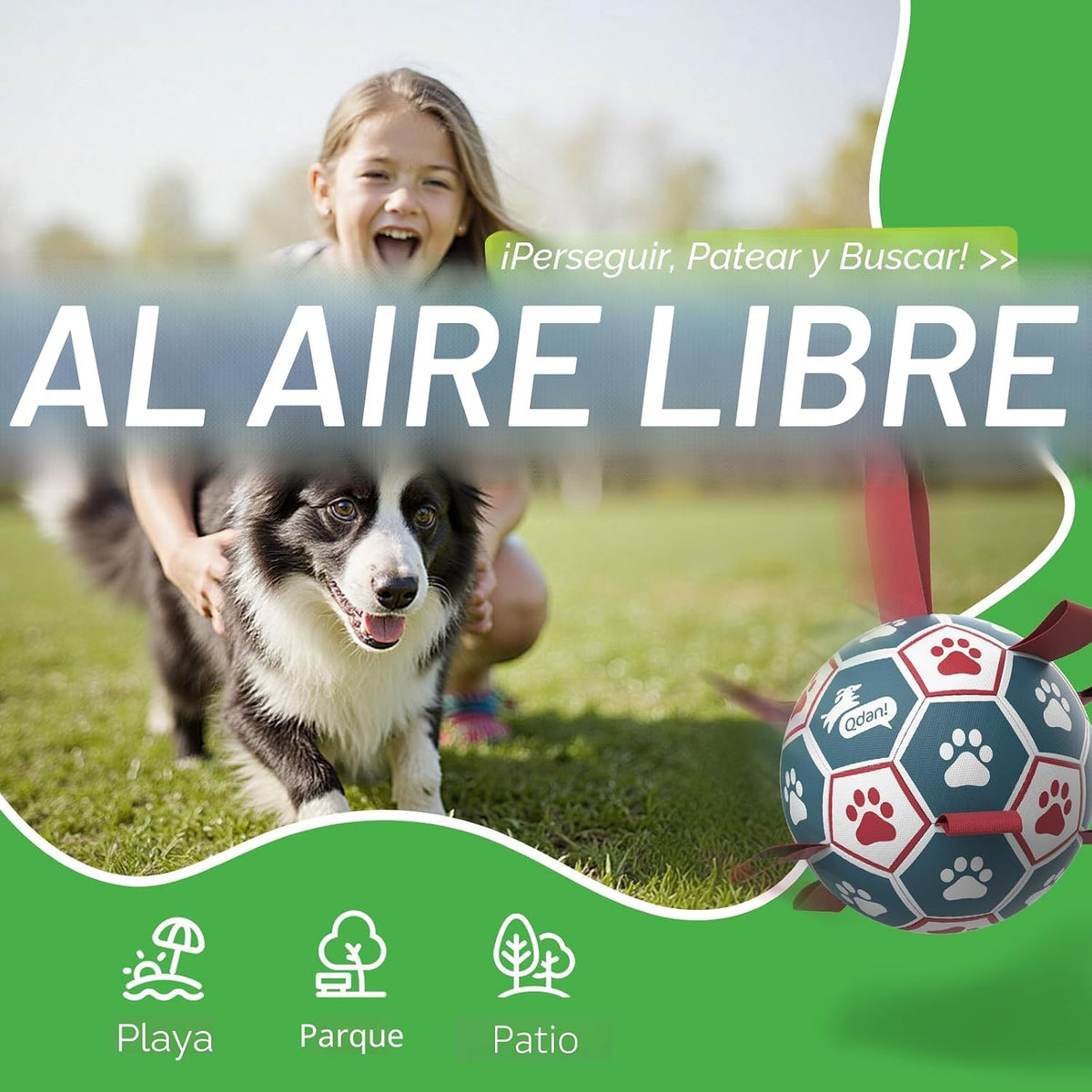 QDAN Pelotas para perros, pelota de fútbol para perros de 6 pulgada...