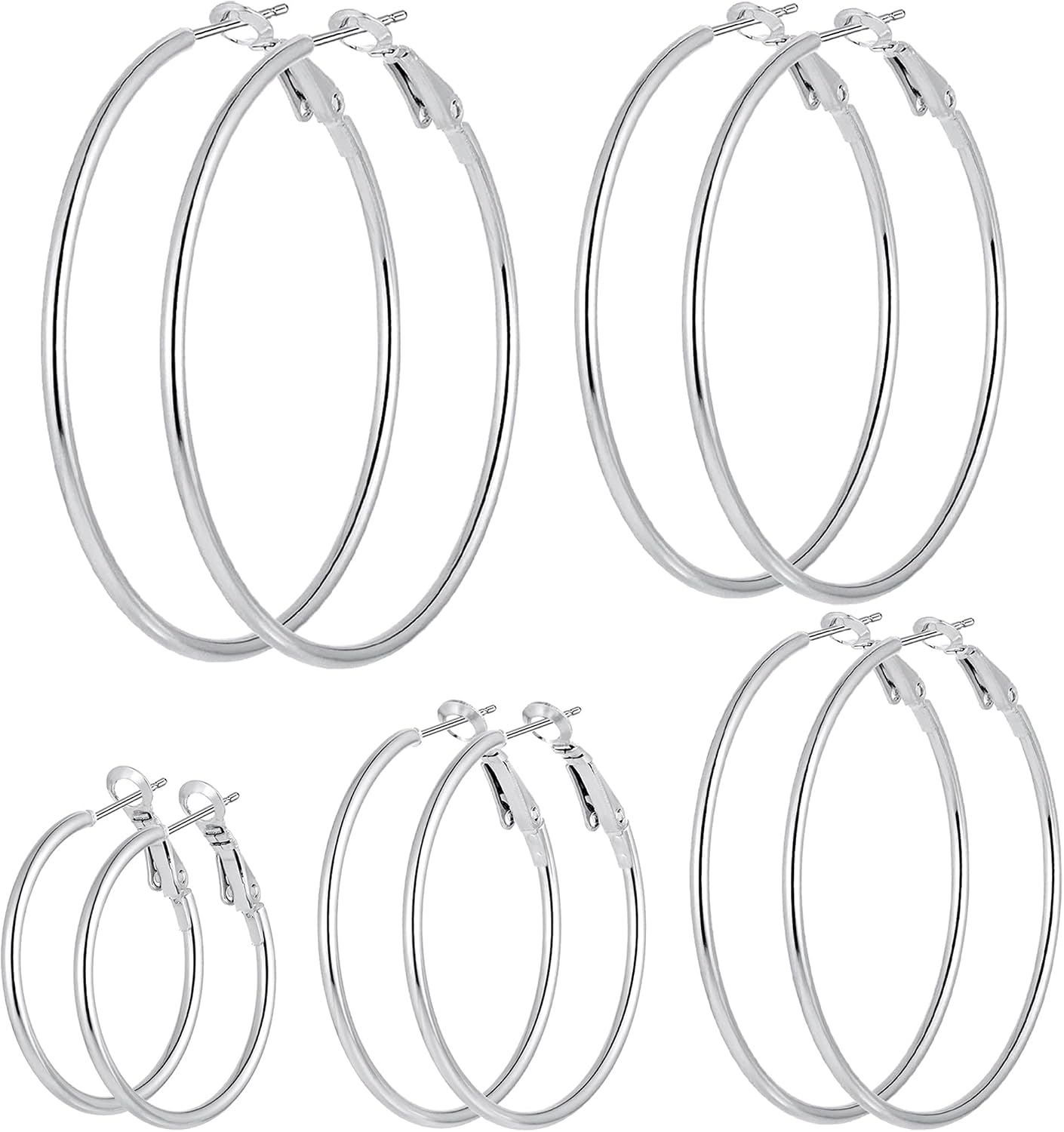 5\/12 Pares Pendientes de Aro Chapados en Oro y Plata para Mujer, J...