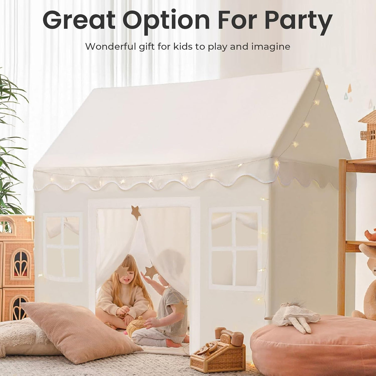 Tiny Land Tienda de campaña con alfombrilla acolchada y luces LED y...