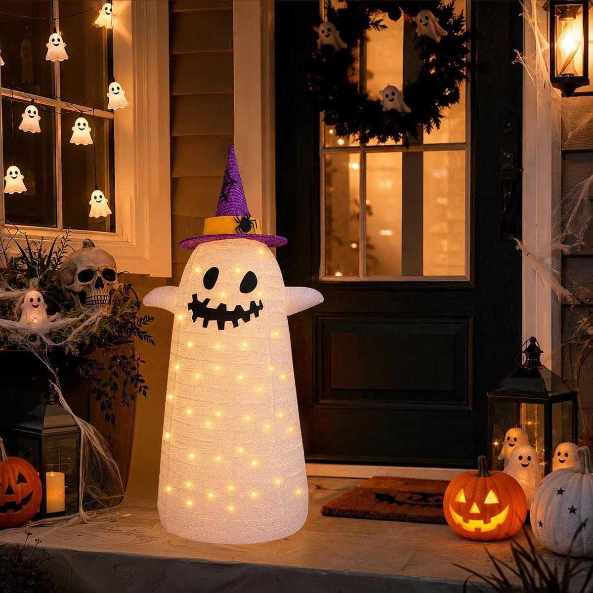Decoraciones de fantasmas de Halloween plegables para exteriores, d...