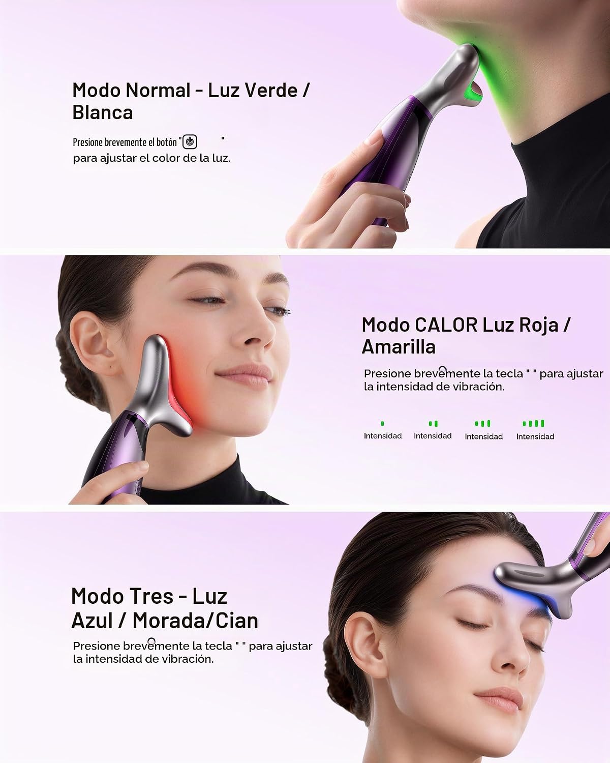 Pedete Masajeador facial, terapia de luz roja de 7 colores para car...