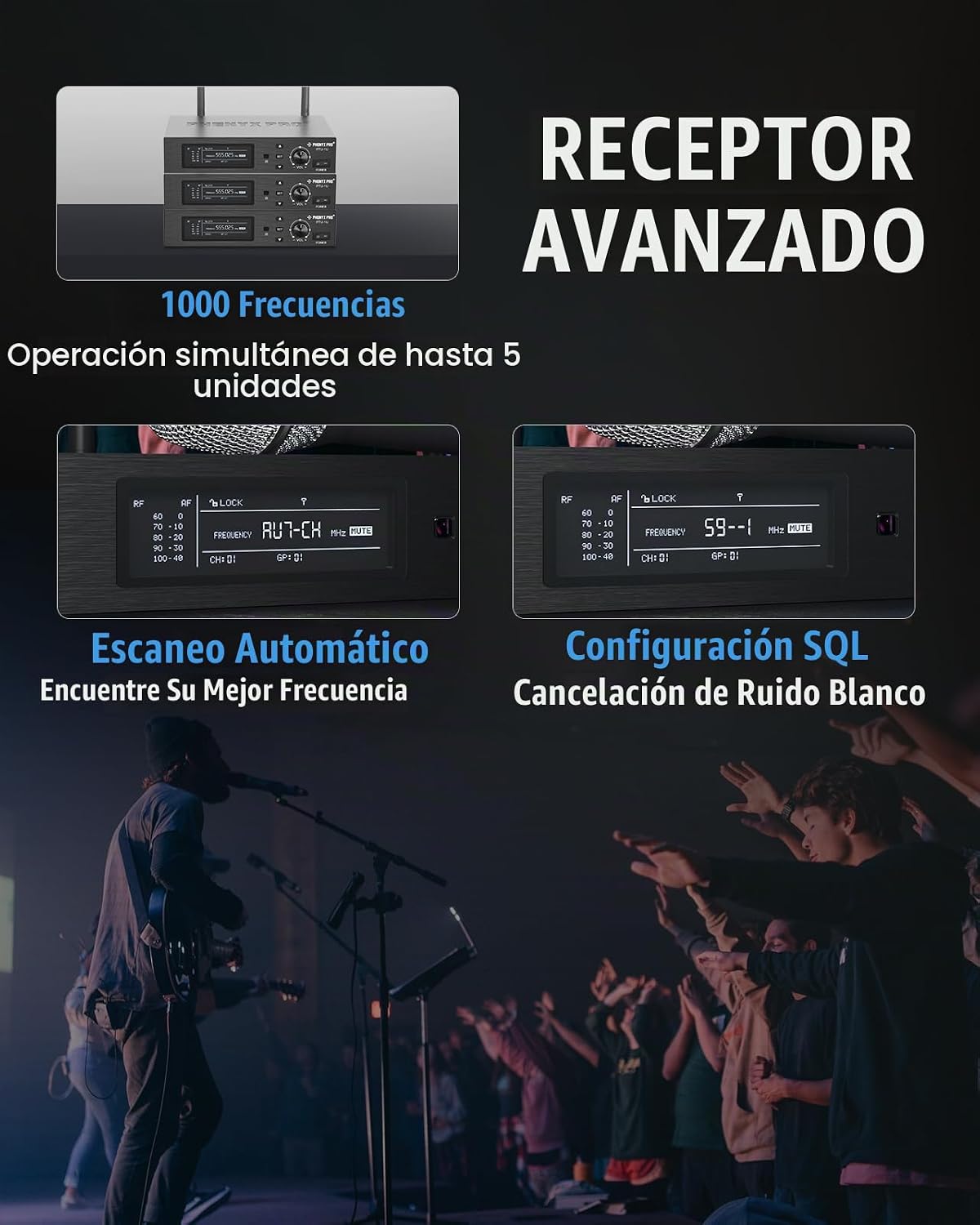 Sistema de micrófono inalámbrico Phenyx Pro True Diversity con 1000...