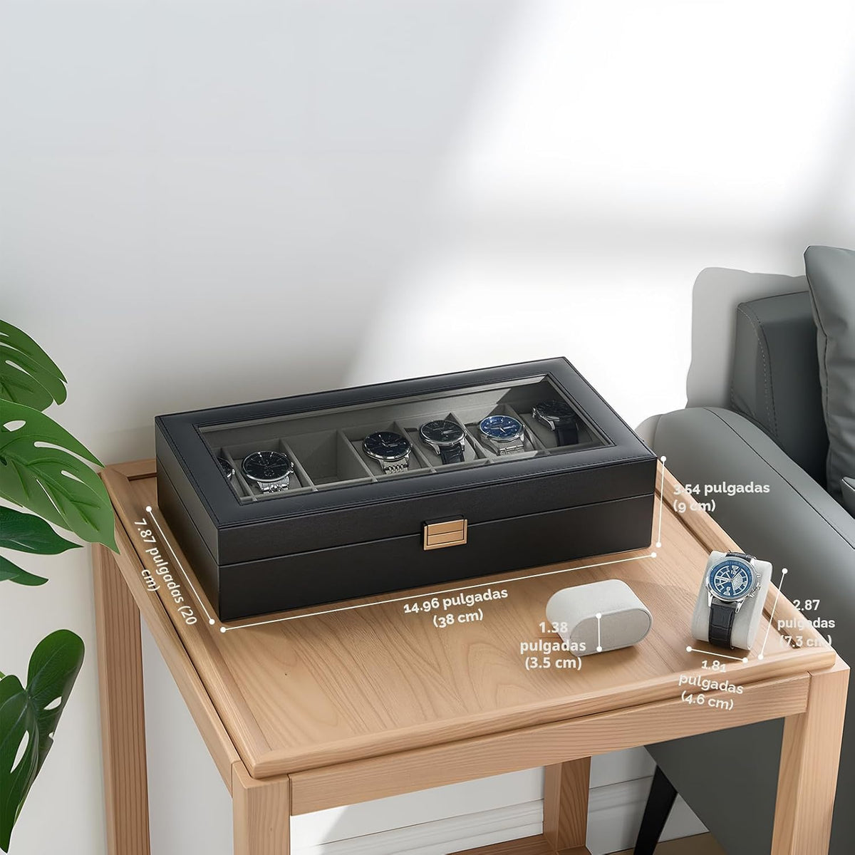 ProCase Caja de reloj para hombres, Organizador de caja de reloj co...