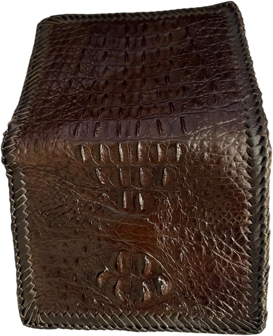 VIETDAVN Carteras plegables de cocodrilo genuinas para hombres, car...
