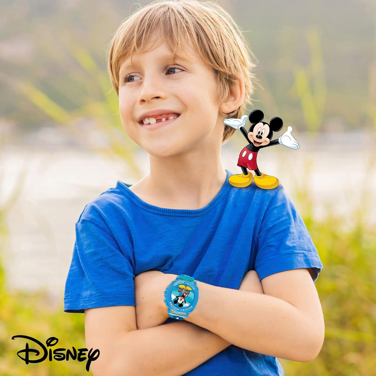 Disney Mickey Mouse - Reloj para niños con pantalla LCD transparent...