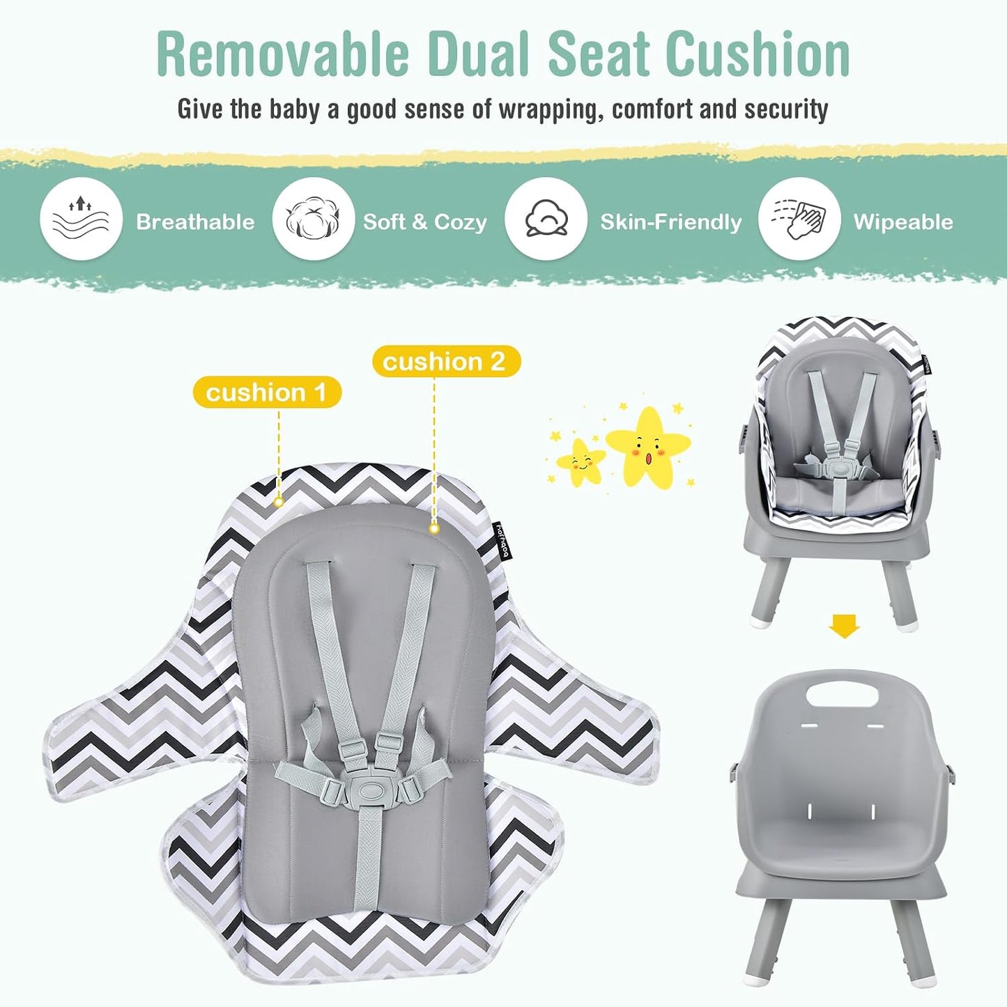 HONEY JOY Silla alta 8 en 1 para bebé, silla alta convertible para...