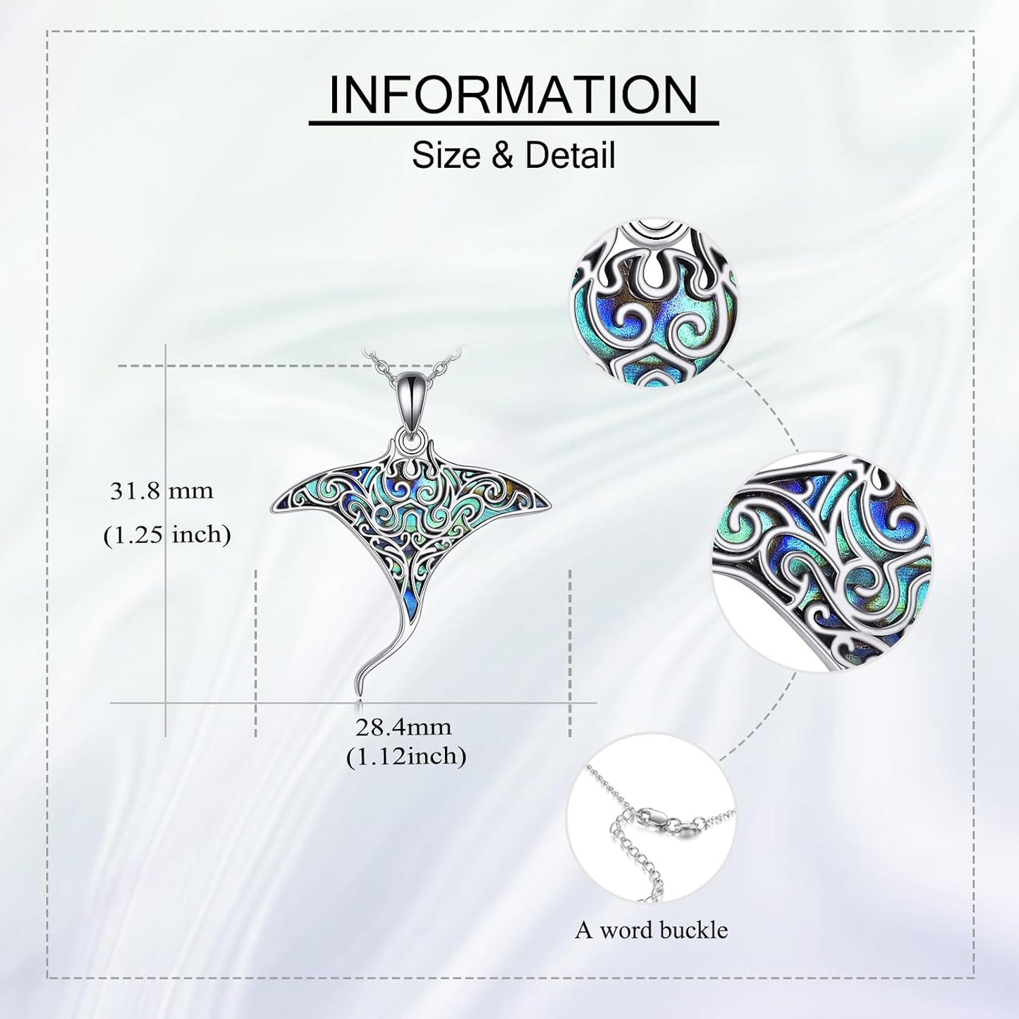URONE Collar de plata de ley 925 con diseño de animales del océano,...