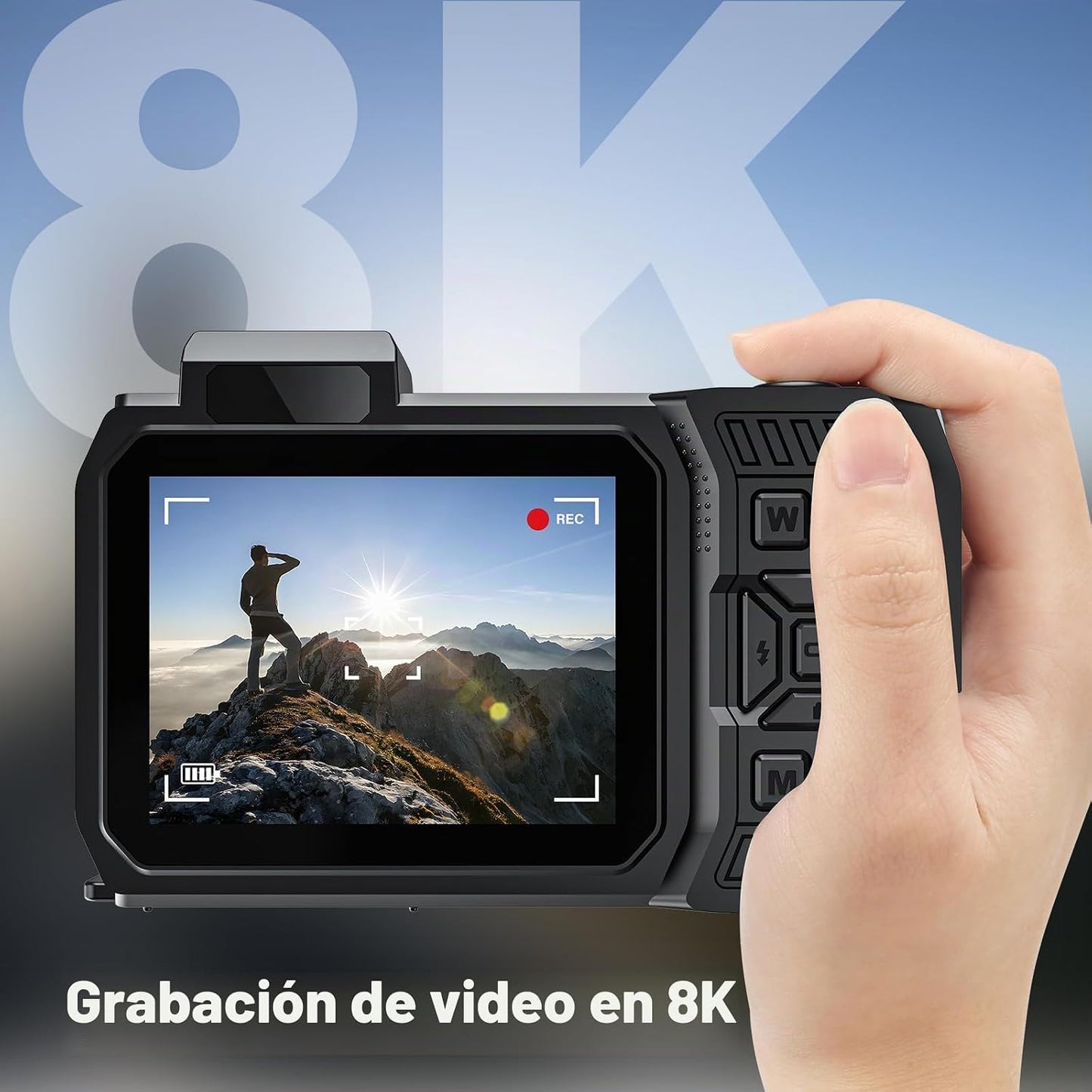 Cámara subacuática de 8 K, WiFi de 33 pies y 70 megapíxeles imperme...