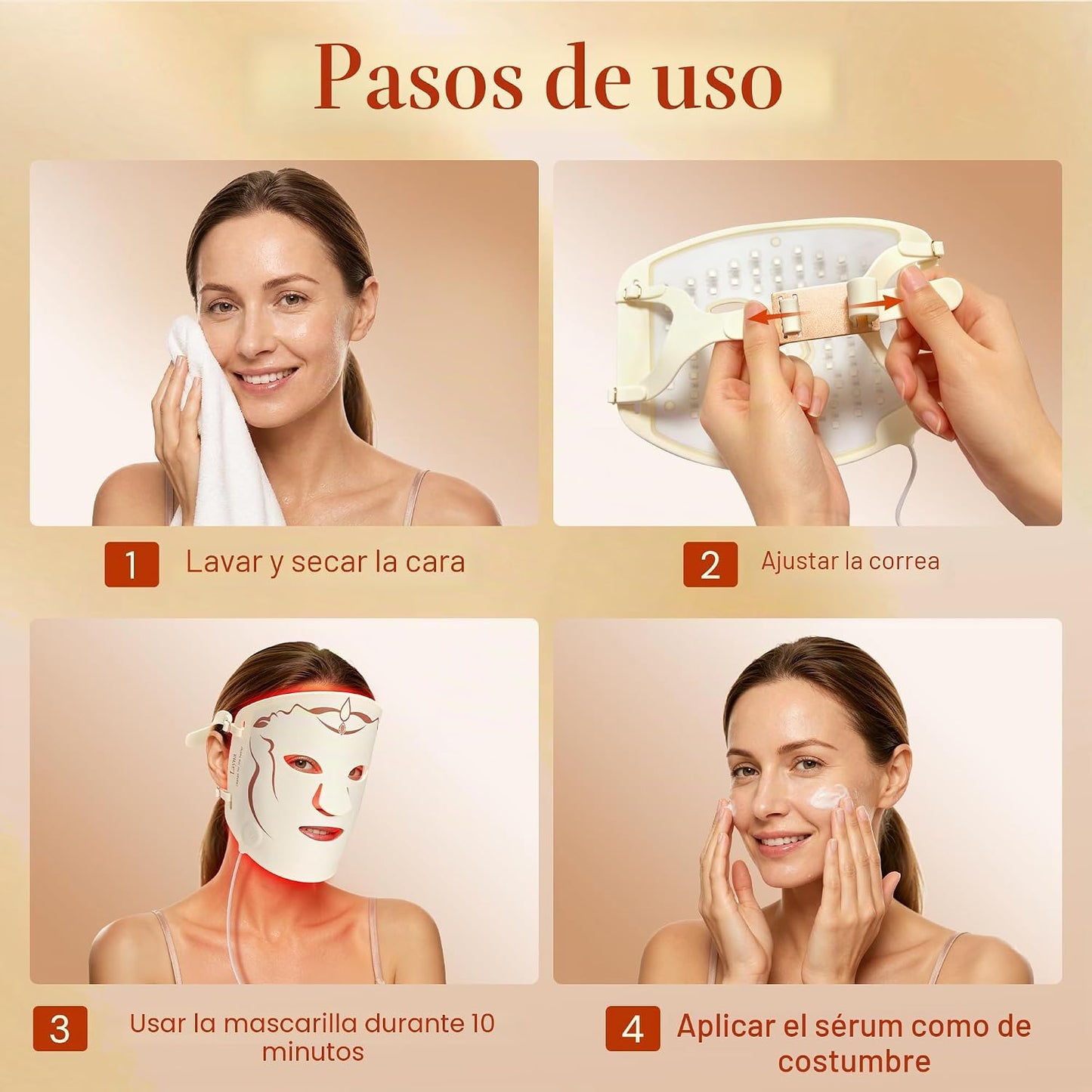 SMOOTHPRO - Máscara de terapia de luz roja para cara, máscara facia...