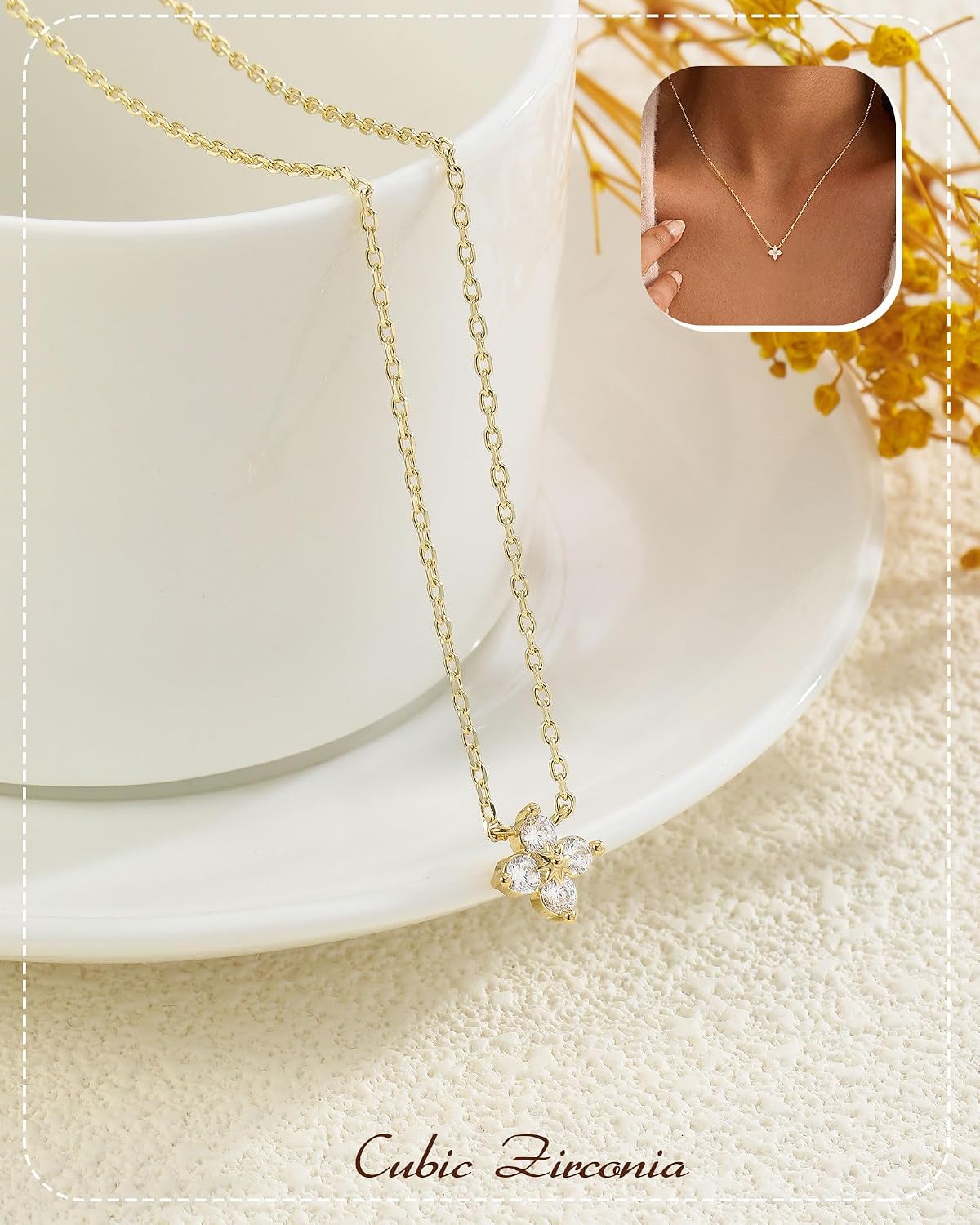 ZHESHY Collares de oro con piedra natal para mujer, delicados y no...