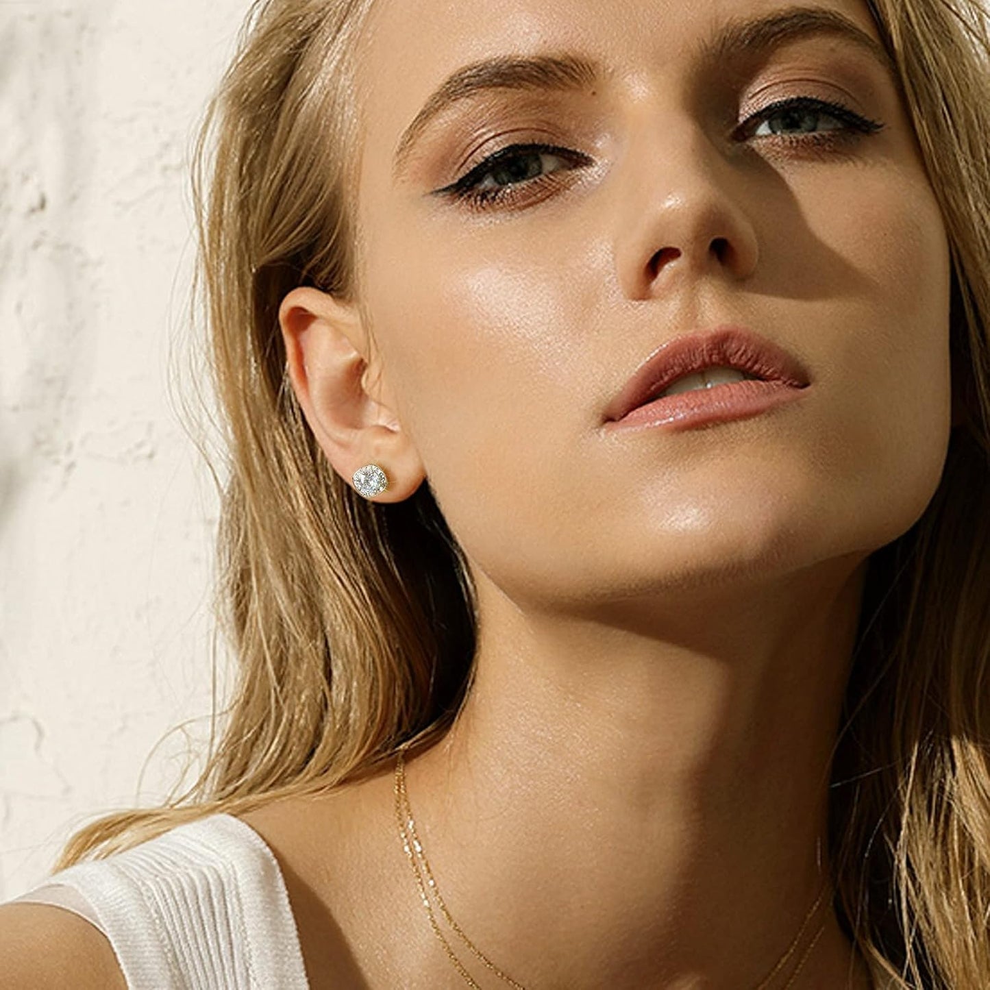 ALEXCRAFT Aretes de tuerca de plata de ley para mujeres y niñas, ci...