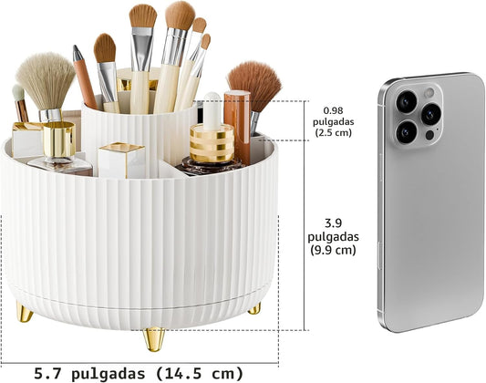 fanado Organizador de brochas de maquillaje giratorio de 360°, orga...