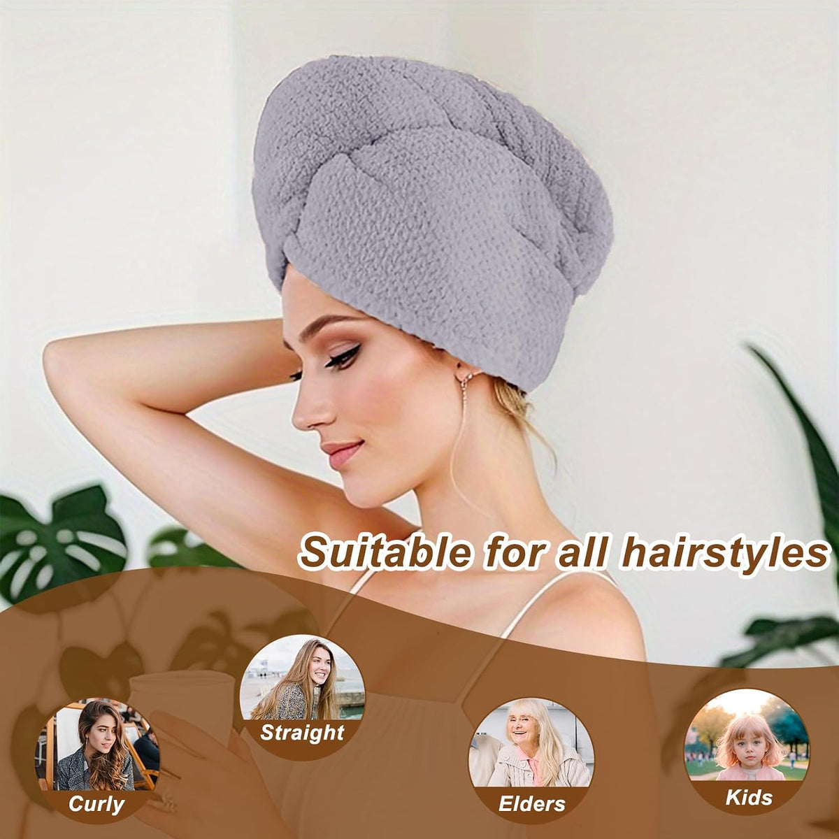 Kldnkig Toalla Envolvente de Microfibra para el Cabello, Paquete de...