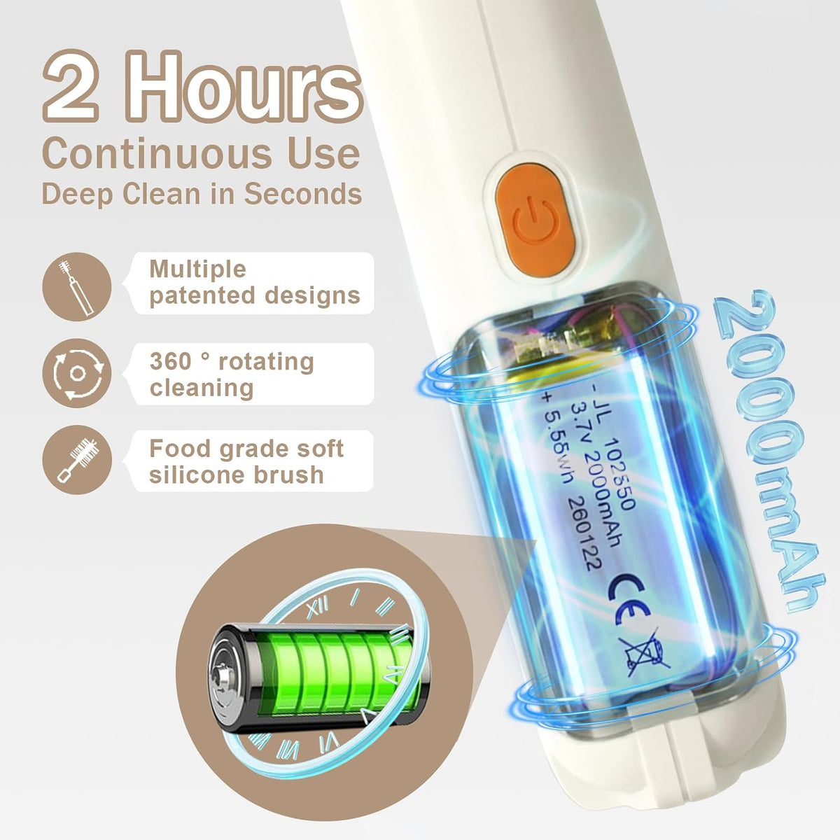Limpiador eléctrico del cepillo de la botella, cepillo recargable d...