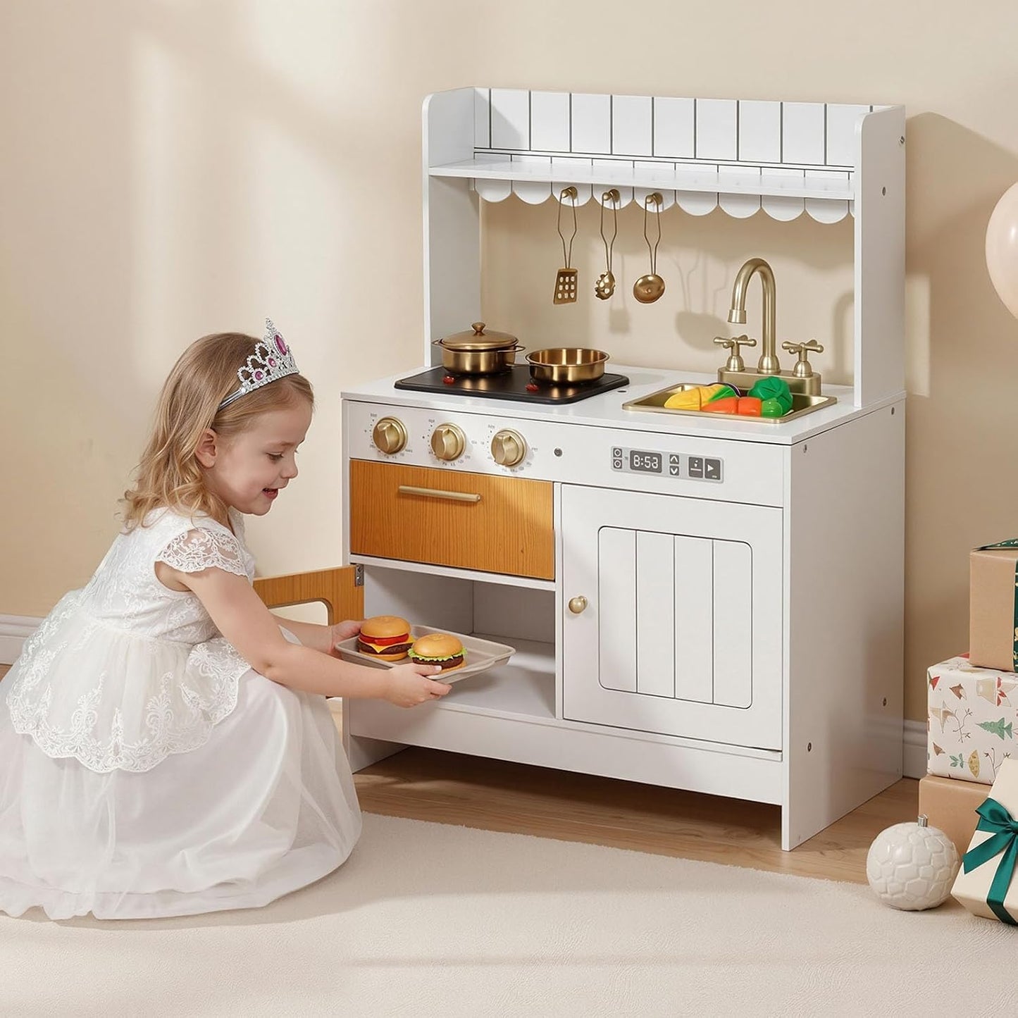 VEVOR Juego de cocina para niños, juego de cocina de madera para ni...