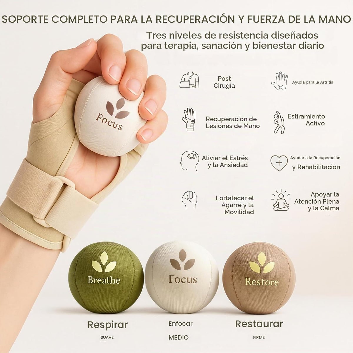 MellowMinds Bolas de estrés para adultos, paquete de 3 bolas de man...